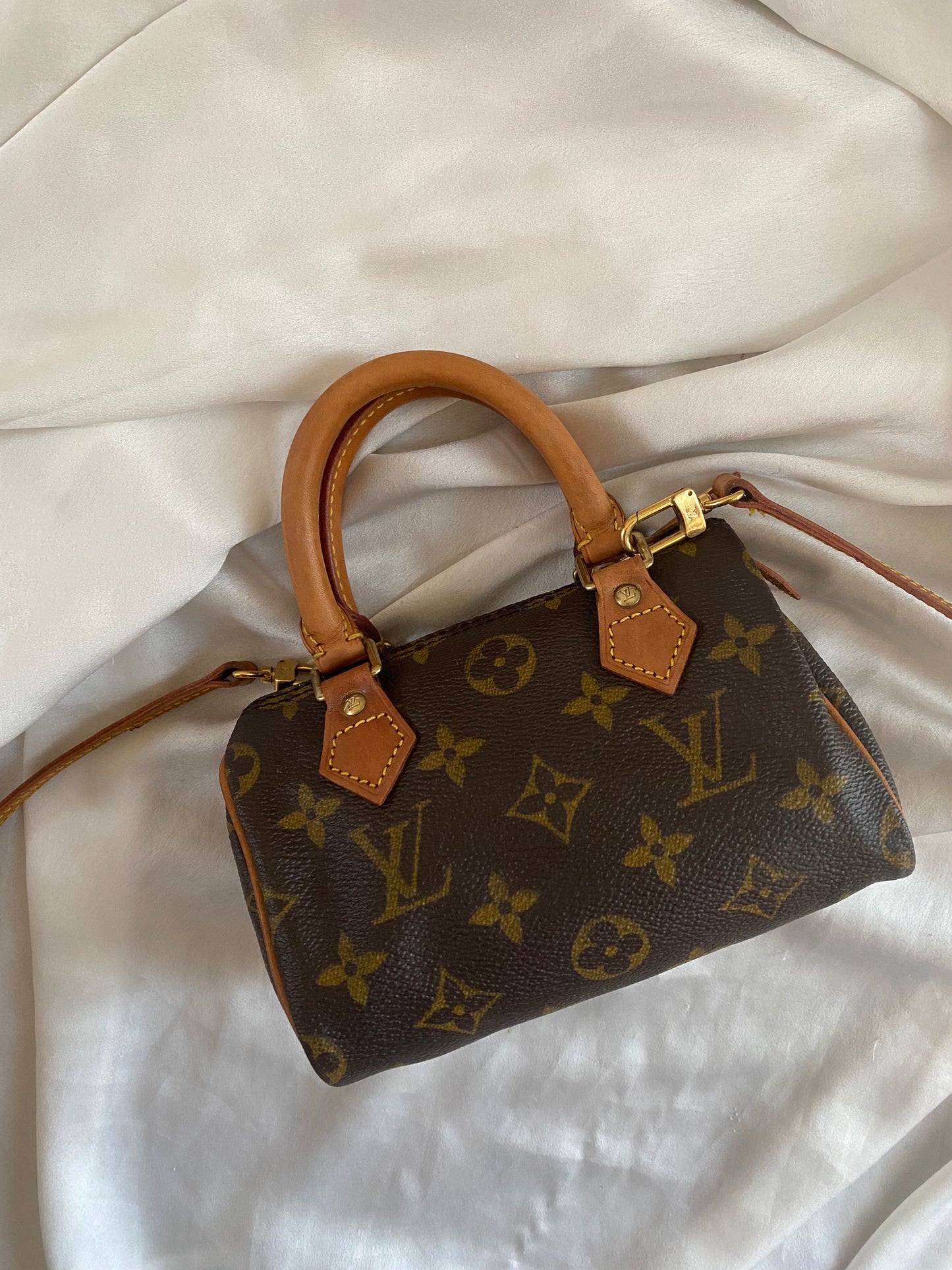 Louis Vuitton Nano Speedy monogram con tracolla