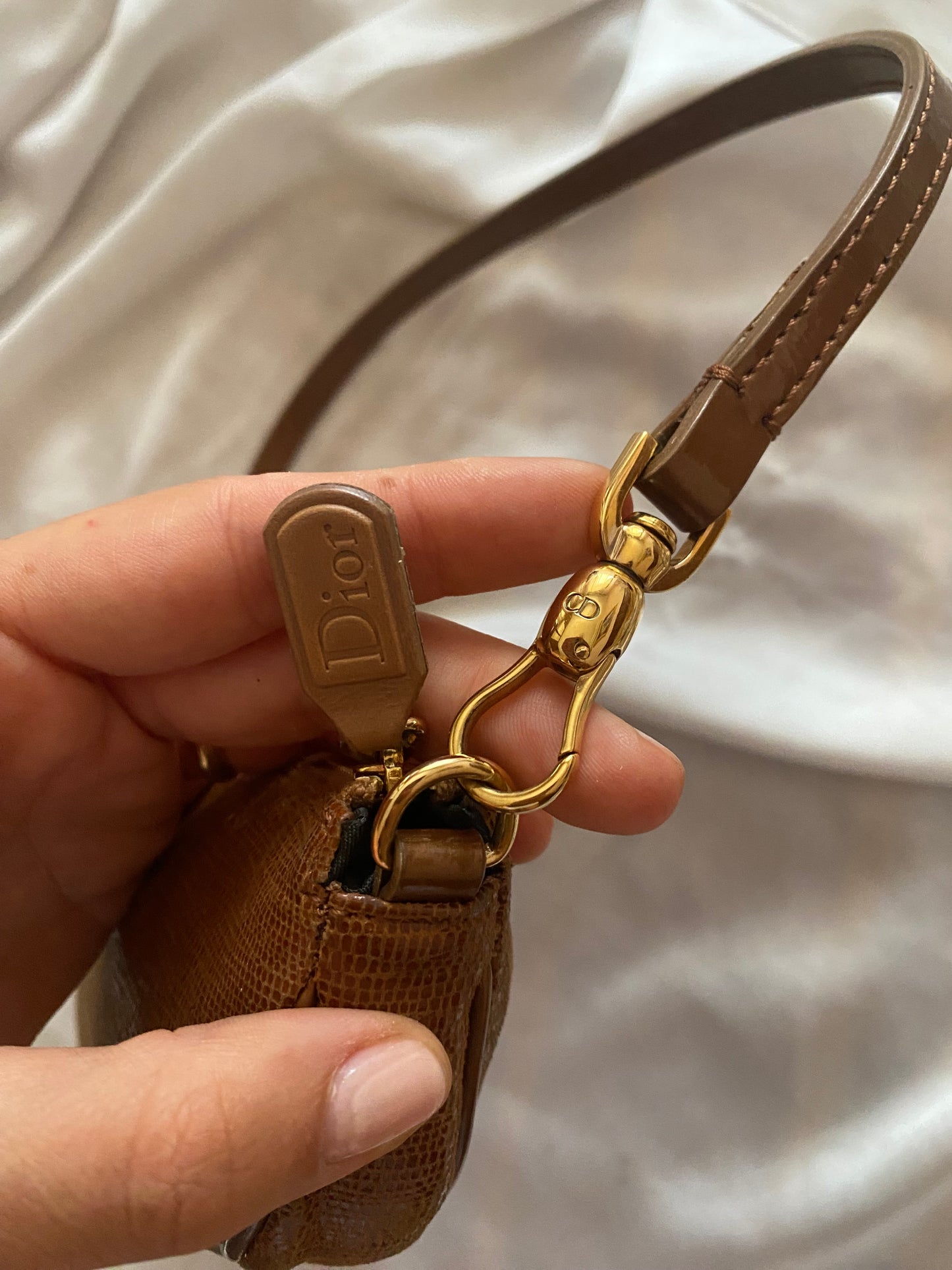 Dior mini saddle lizard brown