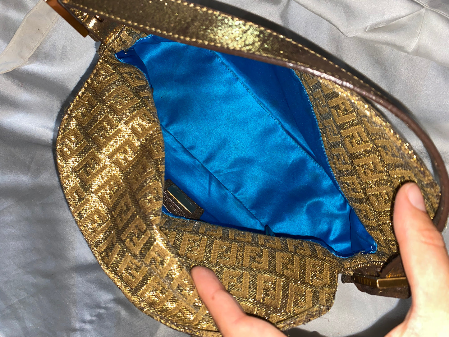 Fendi baguette double flap solid gold