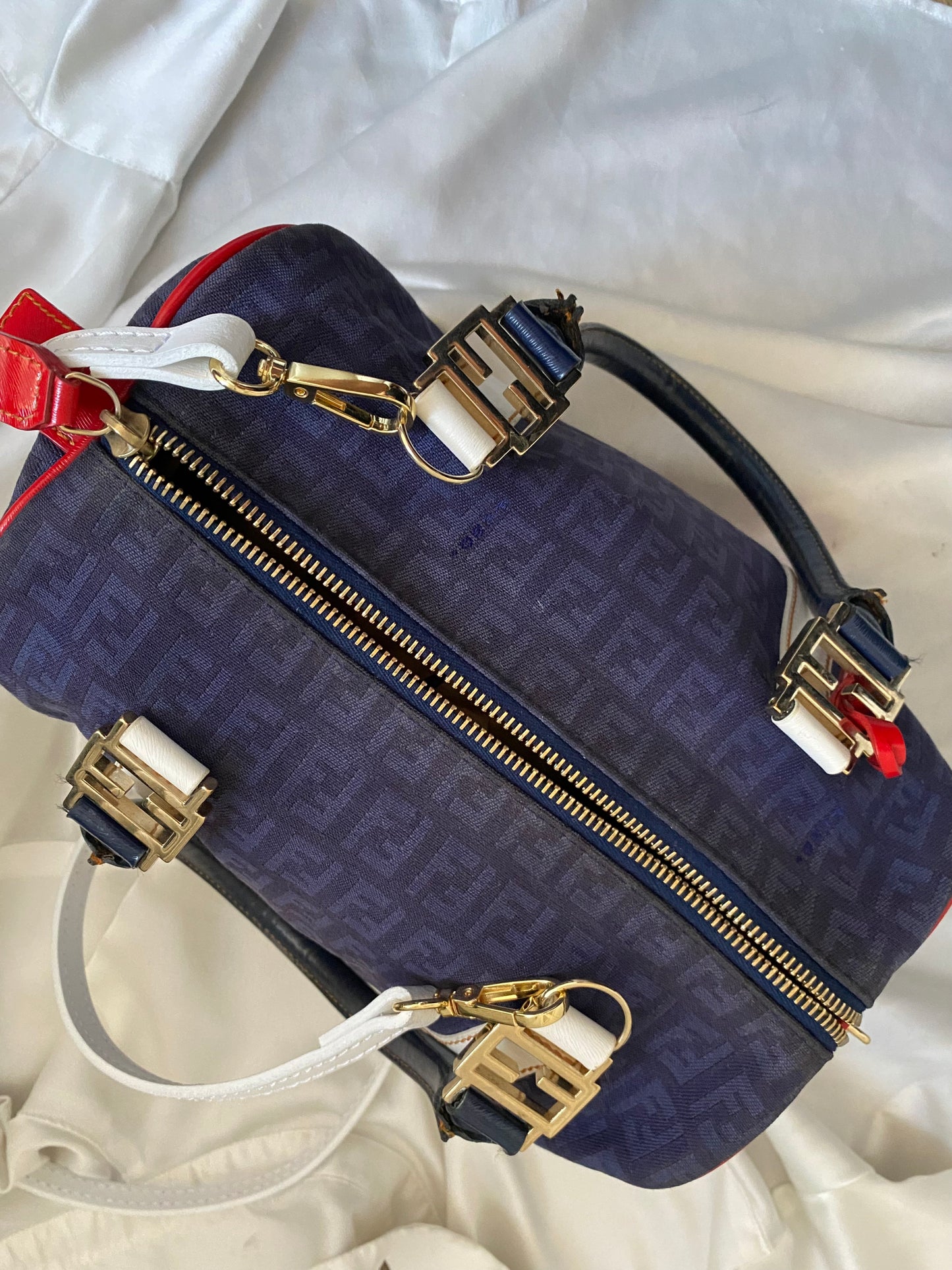 Mini bauletto Fendi monogram zucchino French flag