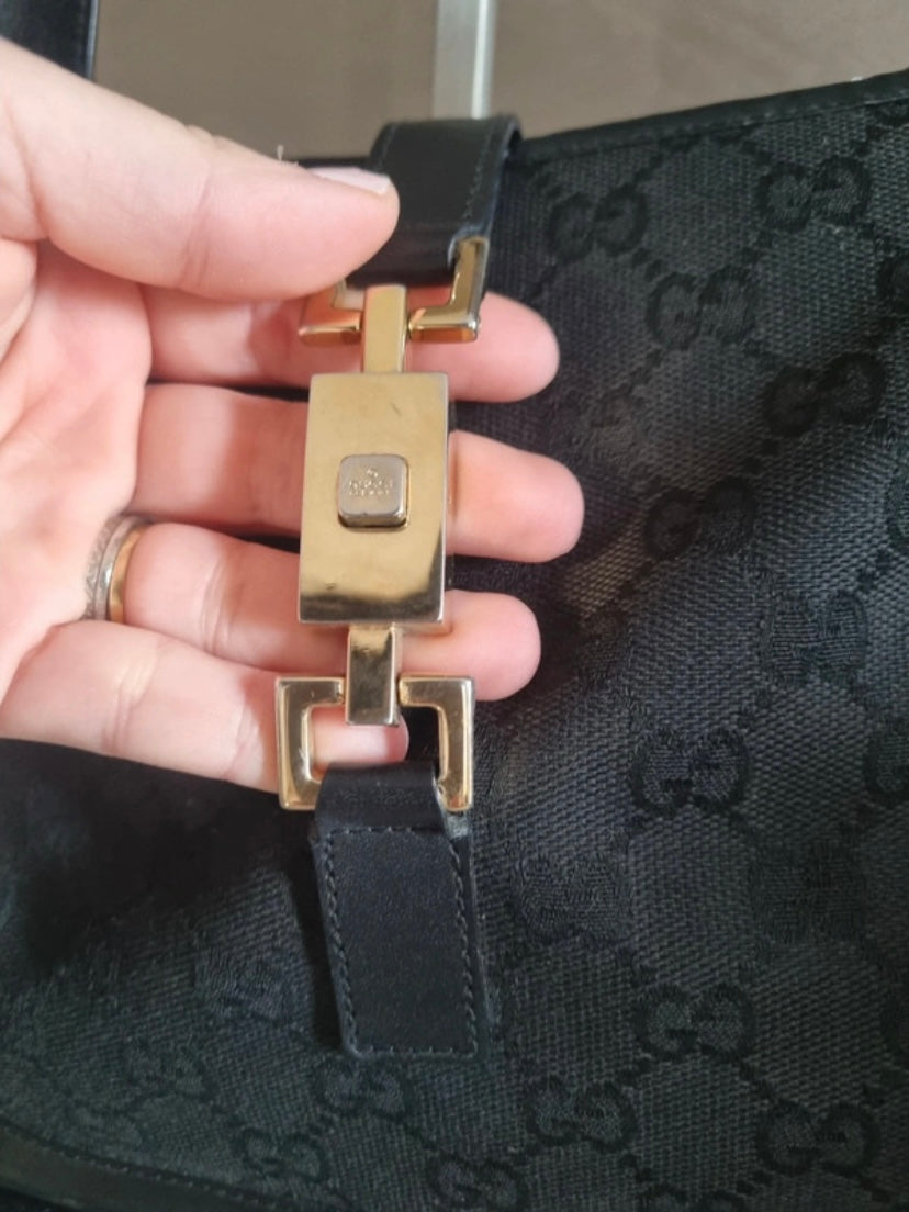 Gucci Jackie monogram nero hardware oro era Tom Ford