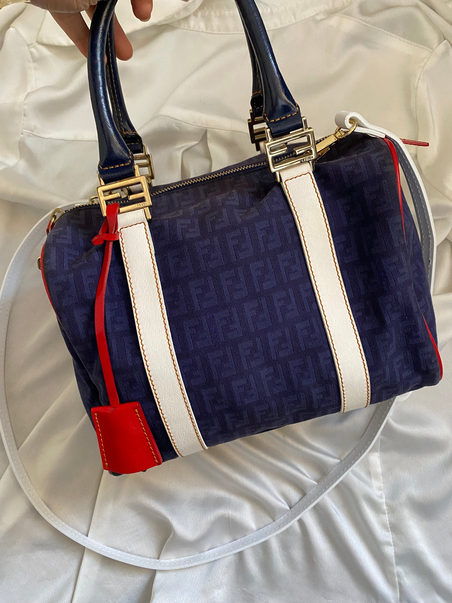 Mini bauletto Fendi monogram zucchino French flag