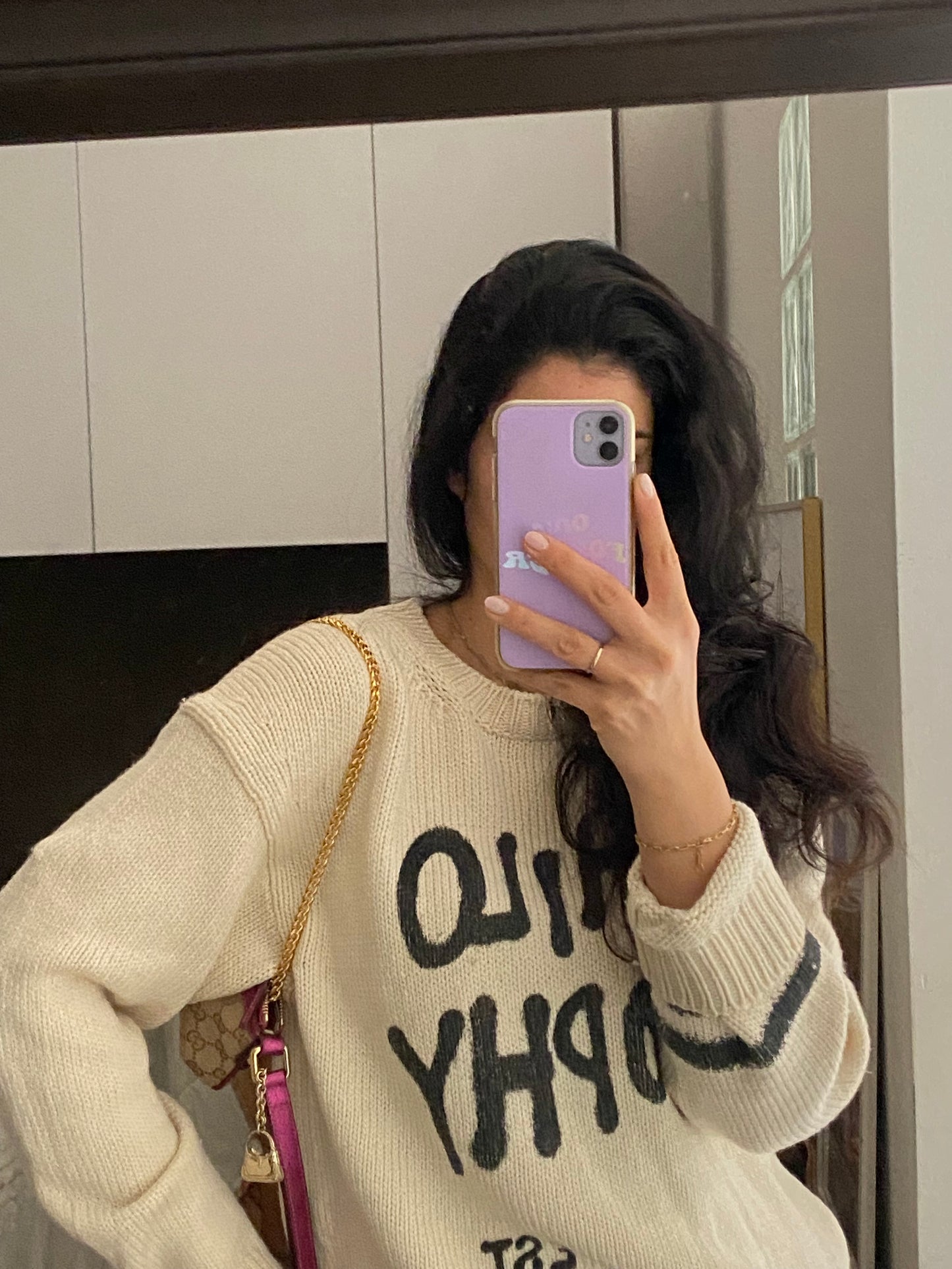 Gucci pochette monogram beige e fucsia