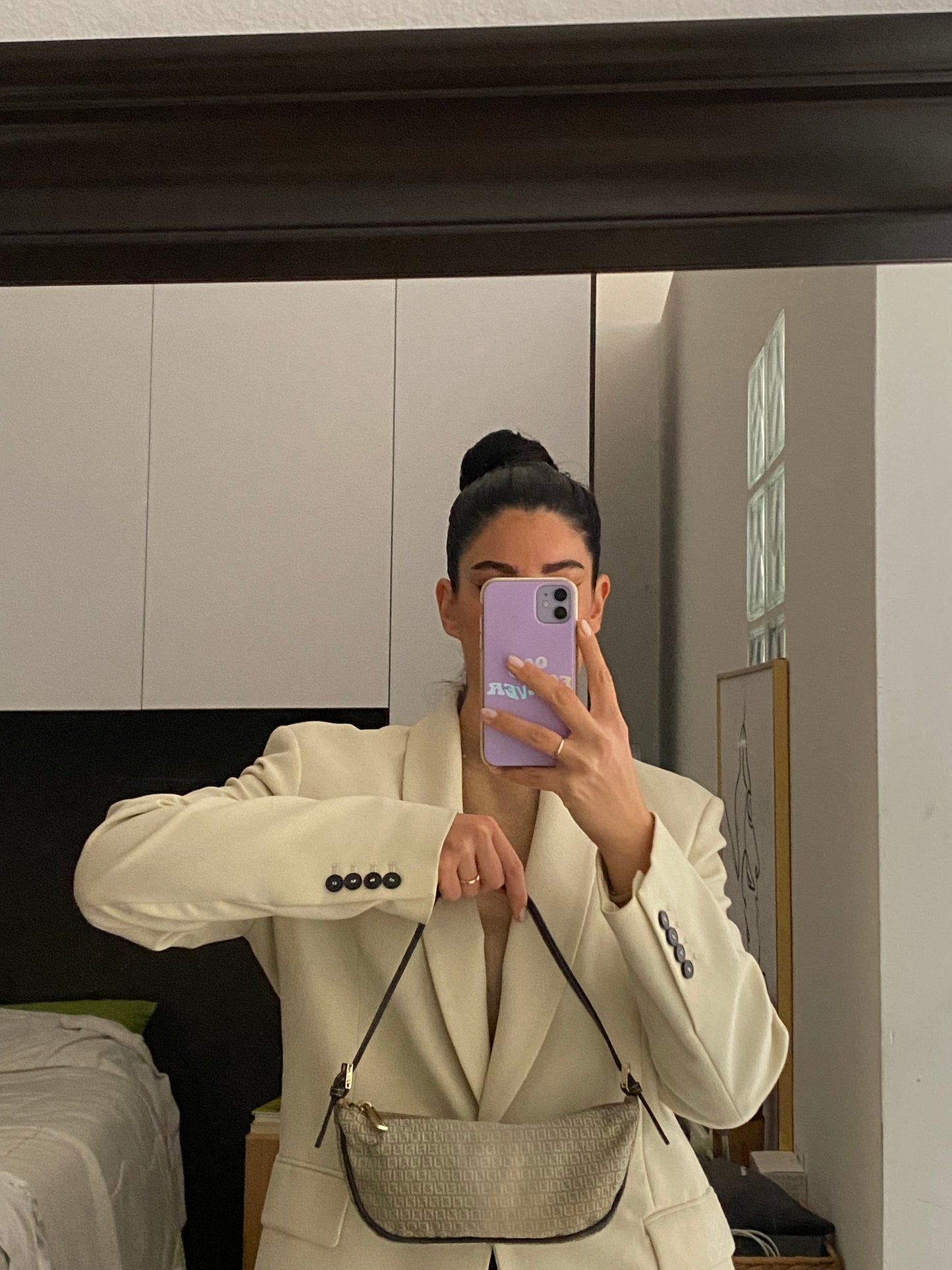 Fendi baguette half moon faded beige