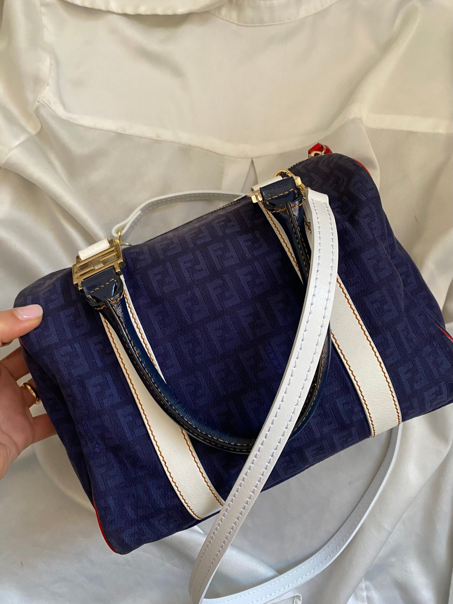 Mini bauletto Fendi monogram zucchino French flag