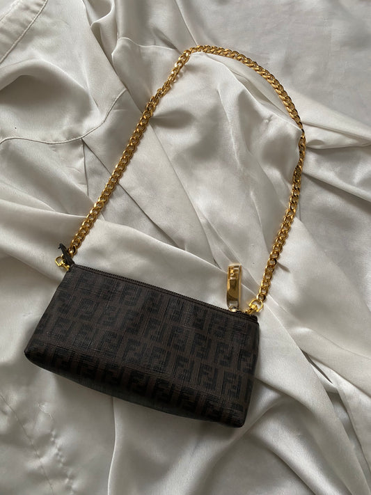 Fendi mini pochette zucchino monogram brown