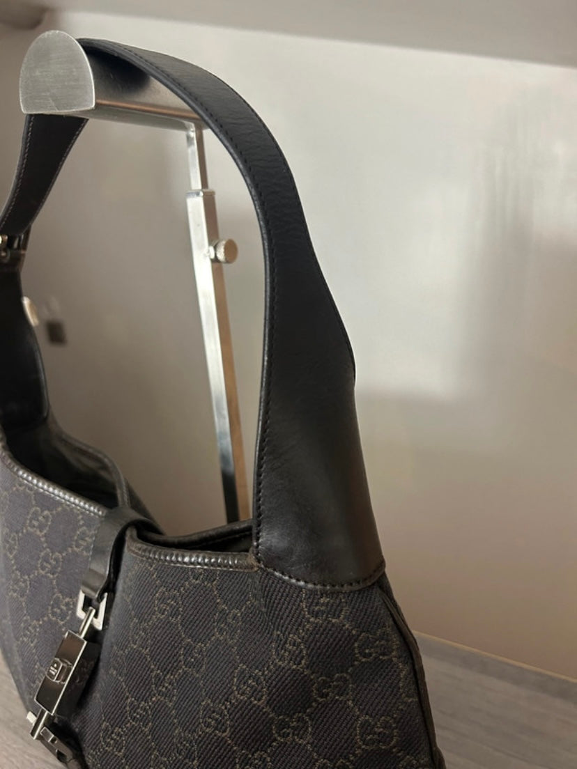 Gucci Jackie denim nero monogram marrone