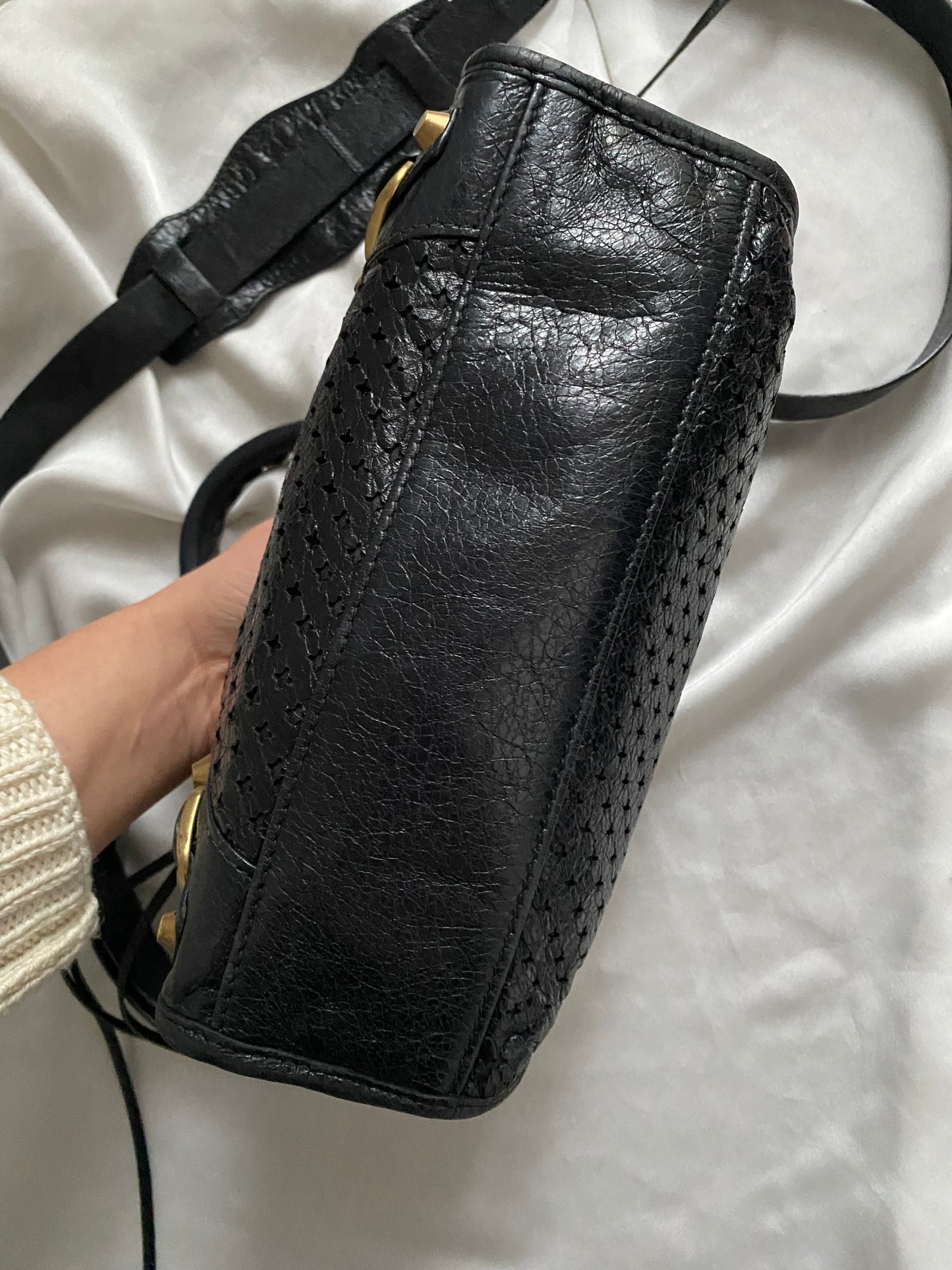 Balenciaga mini city stadio laser cut cross