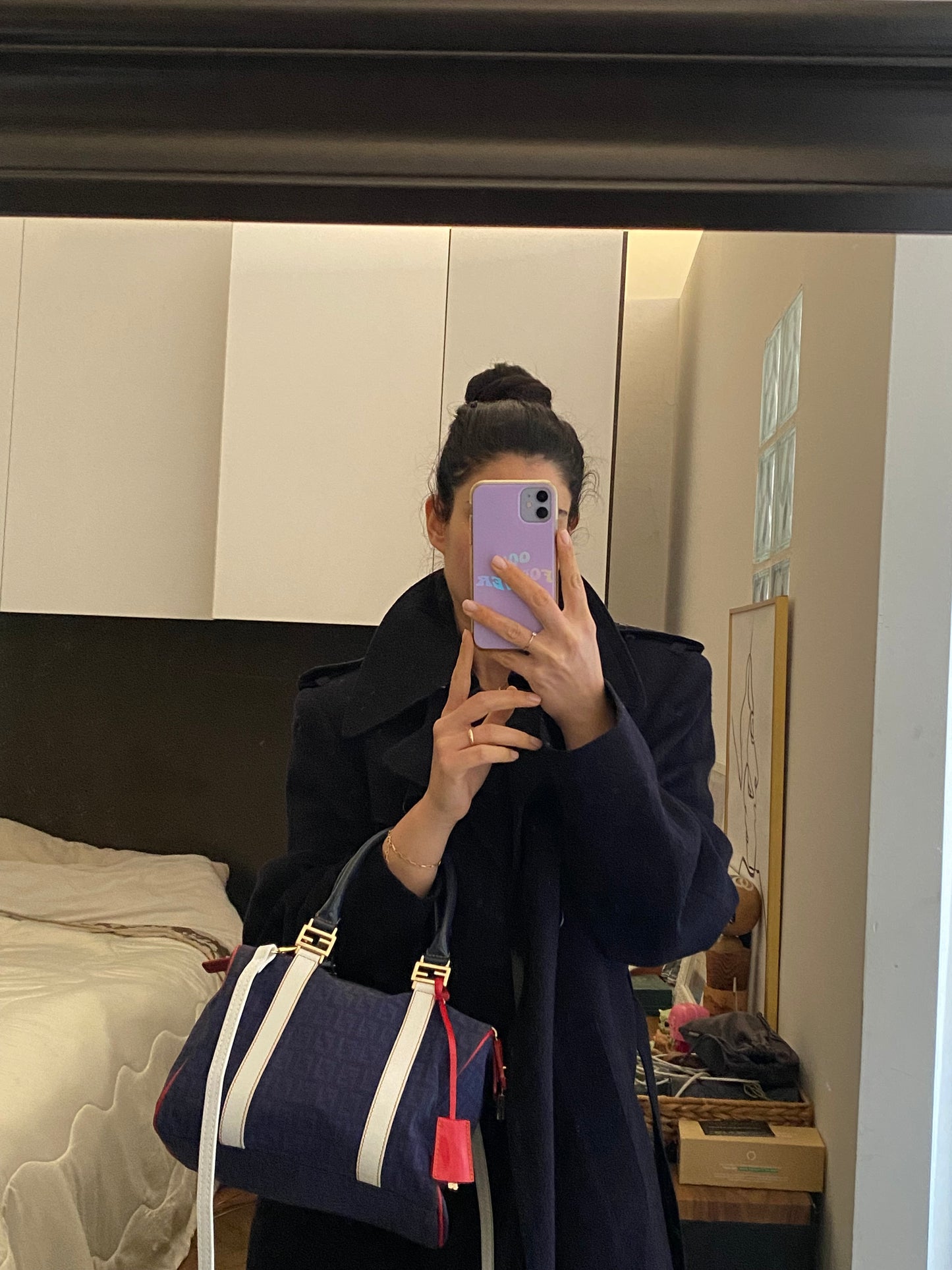 Mini bauletto Fendi monogram zucchino French flag