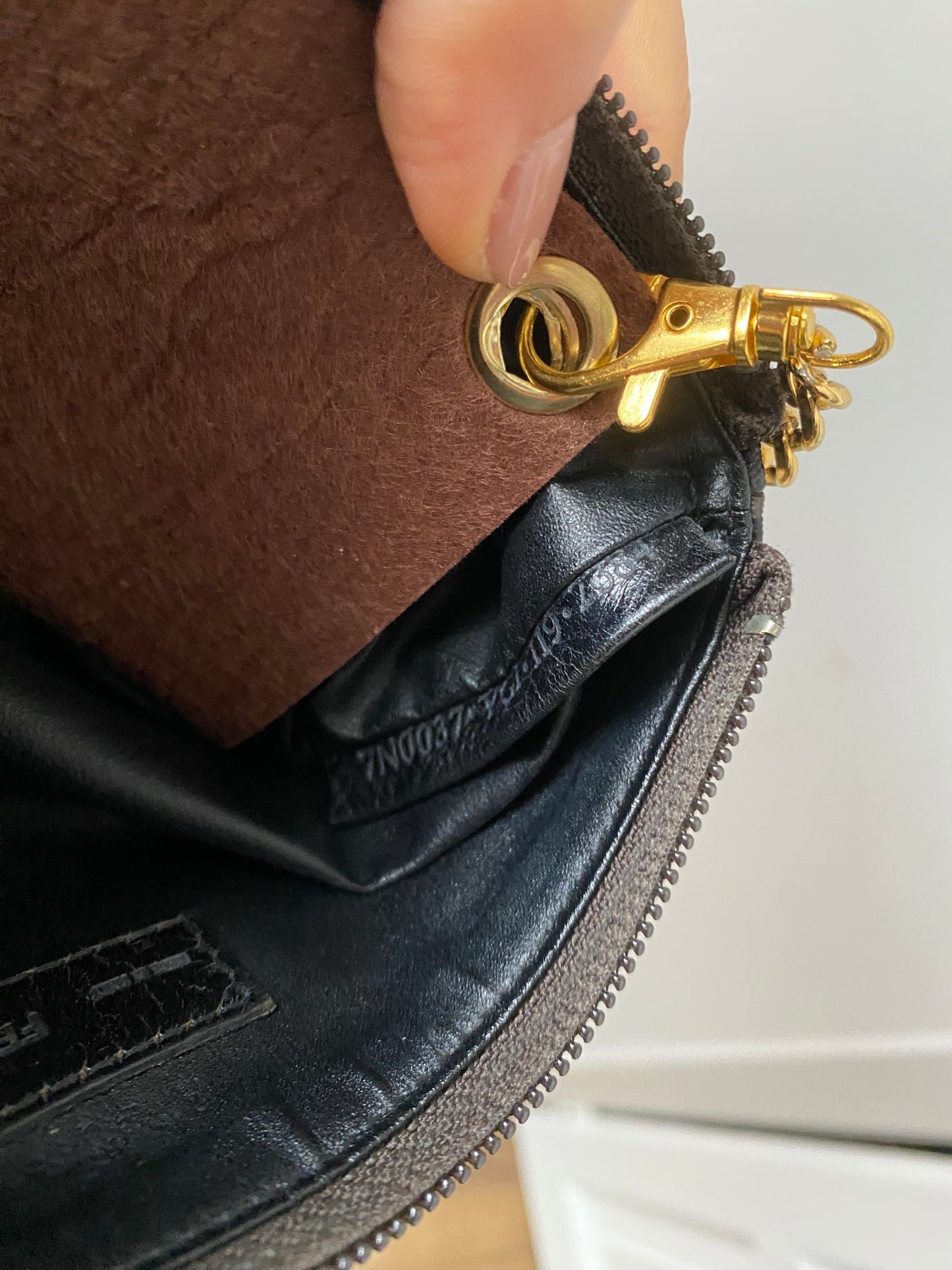 Fendi mini pochette zucchino monogram brown