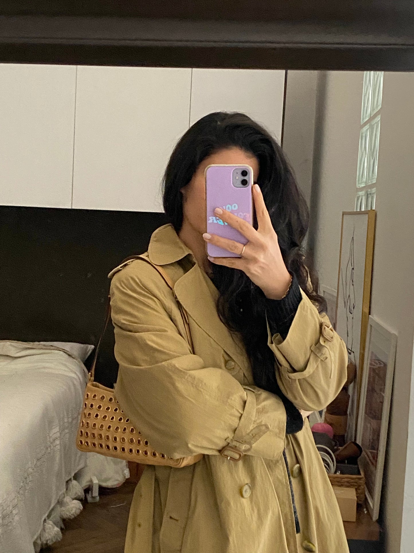 Prada pochette cammello con borchie