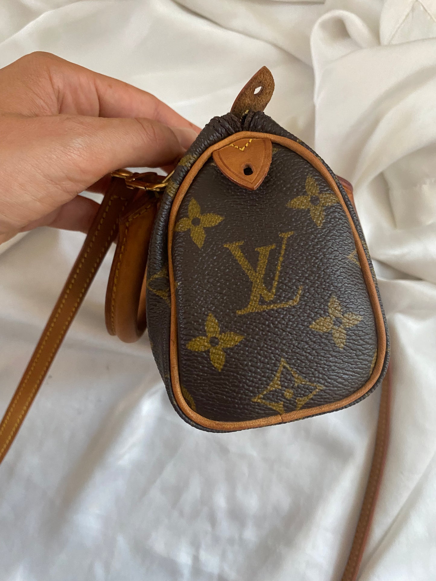 Louis Vuitton Nano Speedy monogram con tracolla