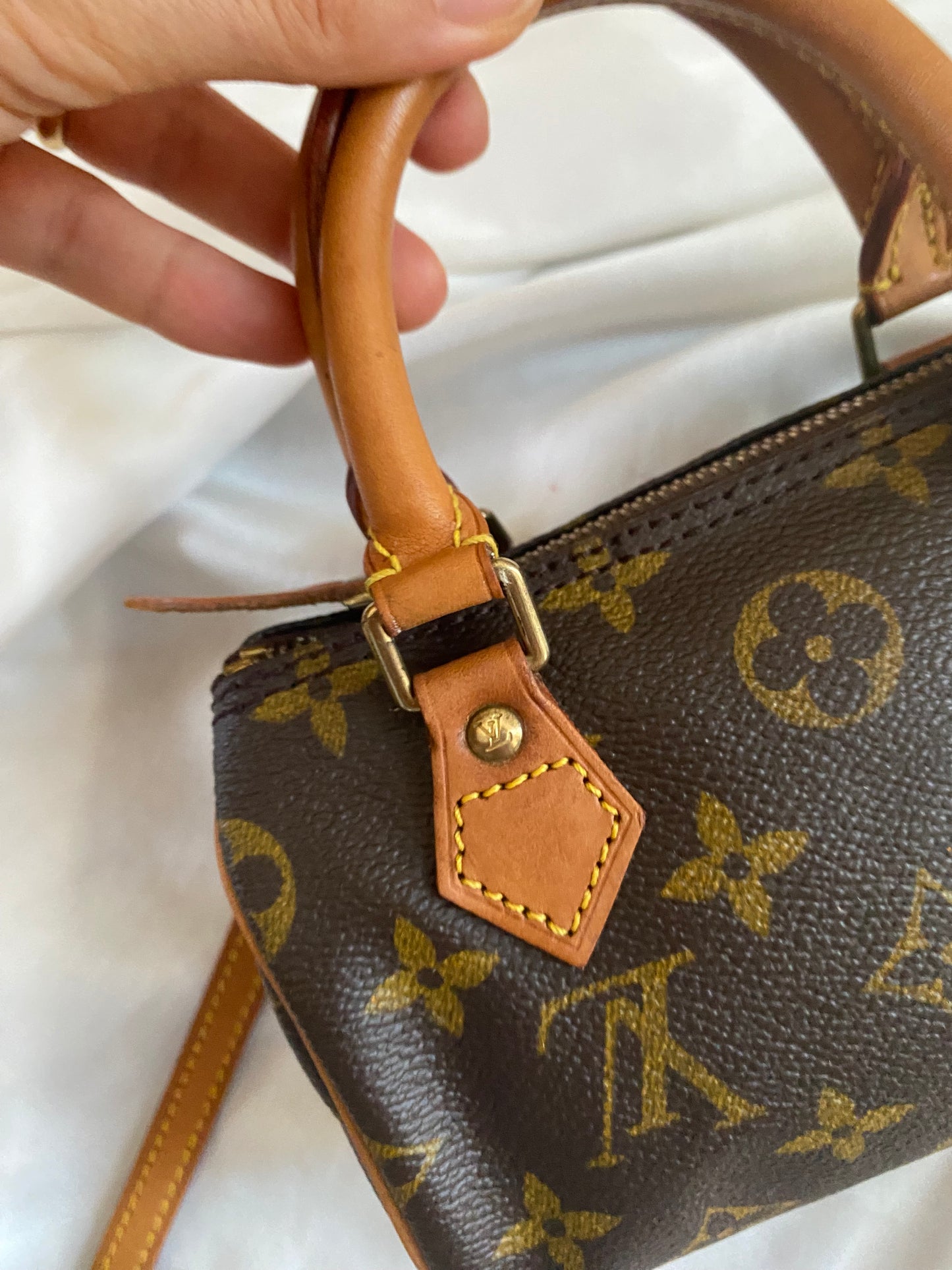 Louis Vuitton Nano Speedy monogram con tracolla