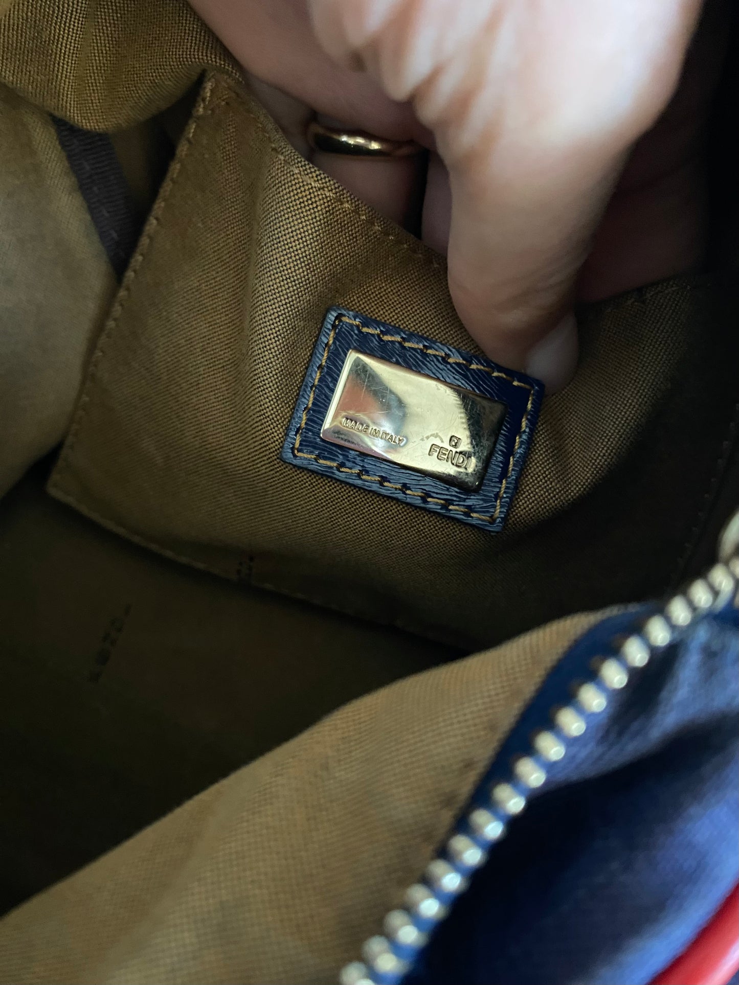 Mini bauletto Fendi monogram zucchino French flag