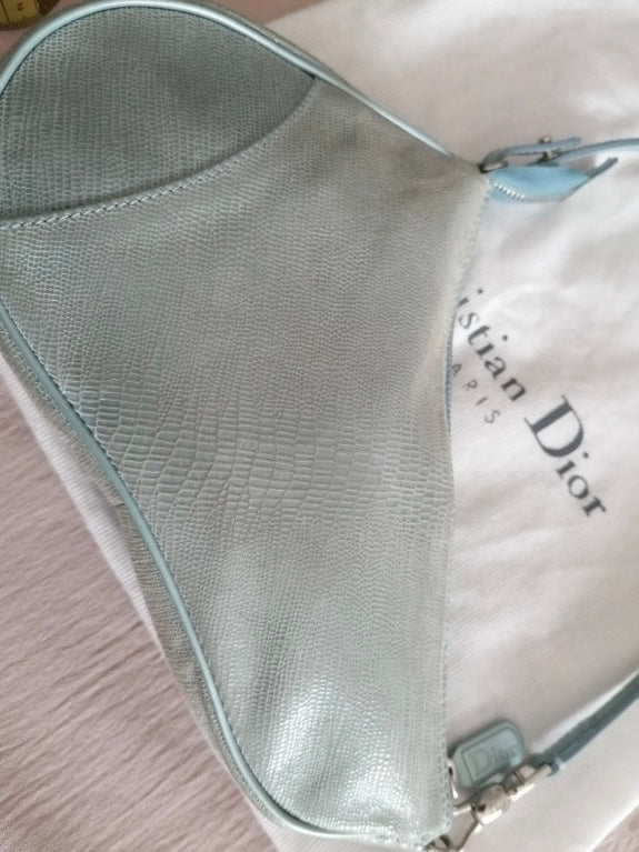 Dior mini saddle lucertola azzurra