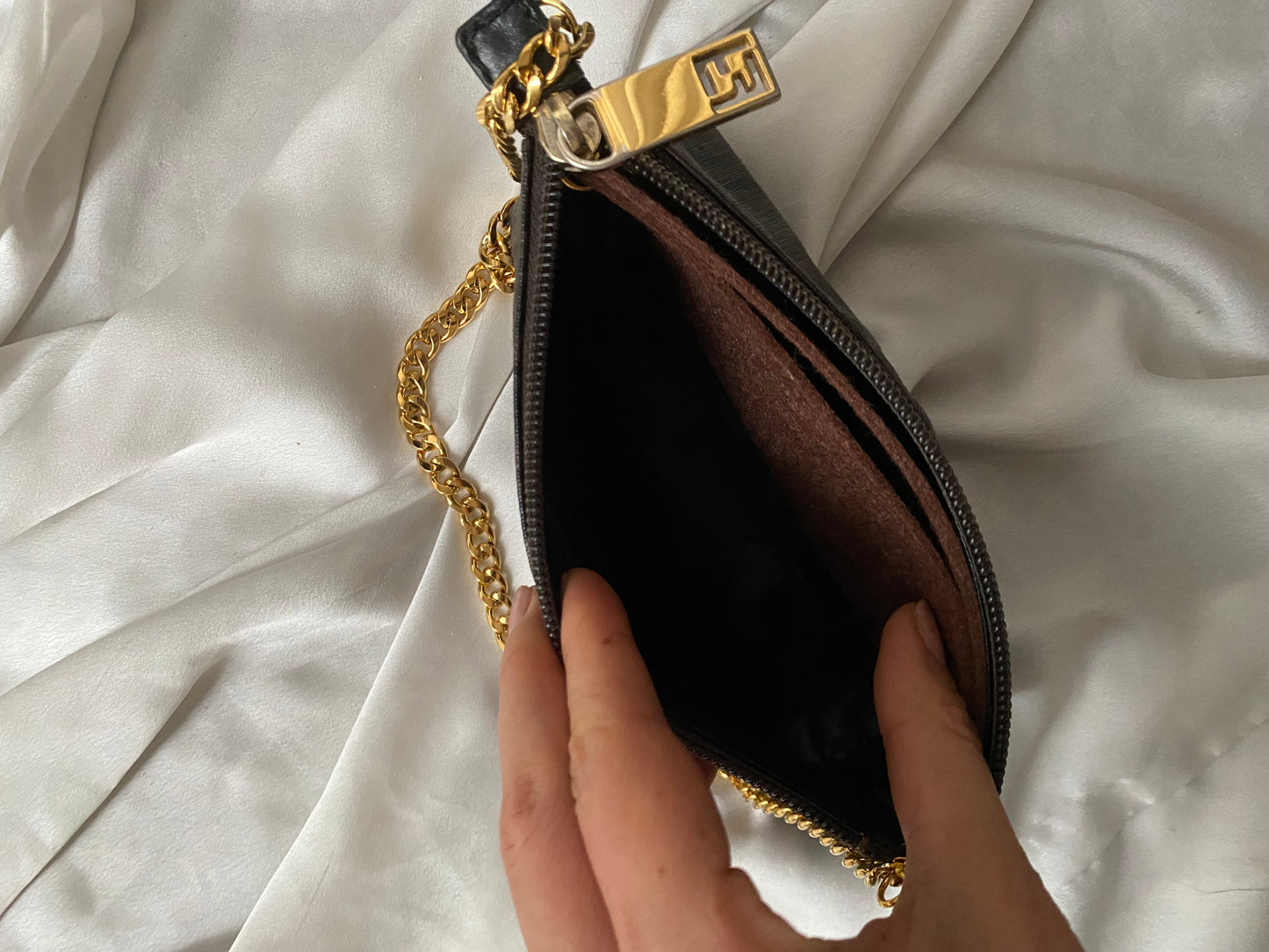 Fendi mini pochette zucchino monogram brown