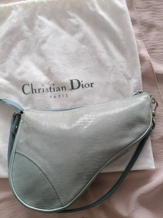 Dior mini saddle lucertola azzurra