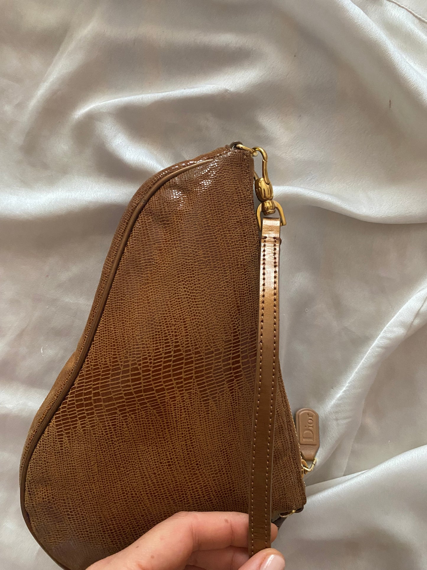 Dior mini saddle lizard brown
