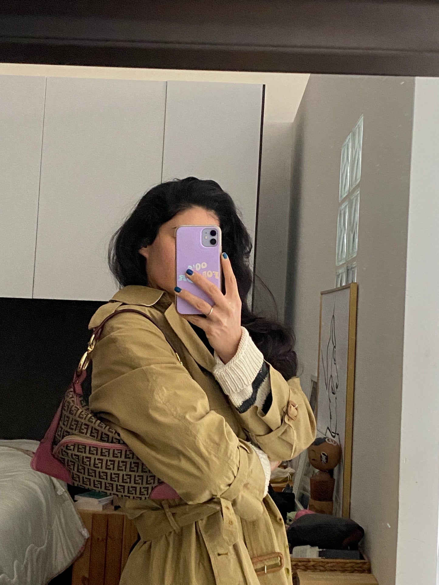 Fendi chef pocket monogram zucchino beige e rosa