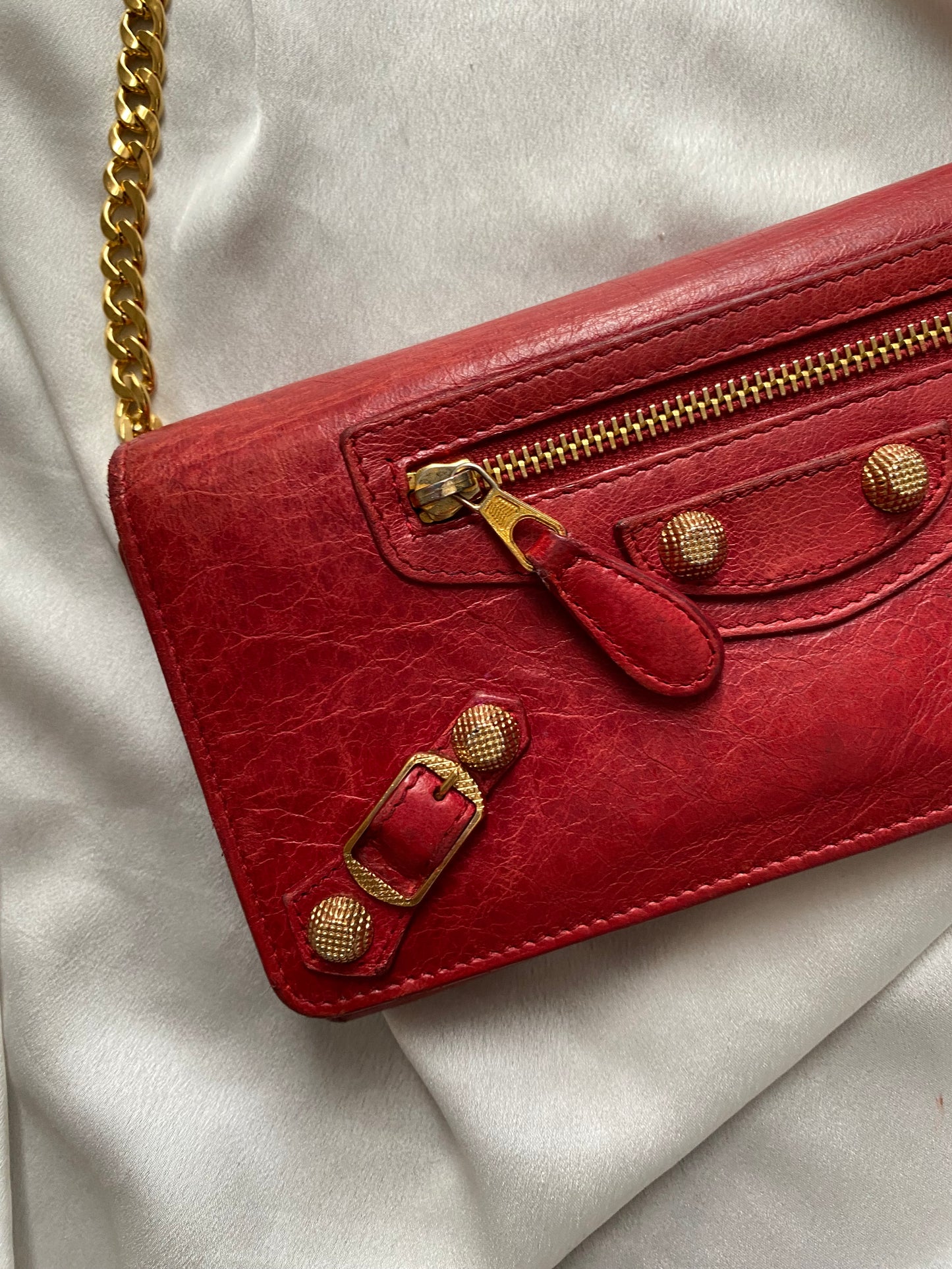 Balenciaga city pochette cherry red