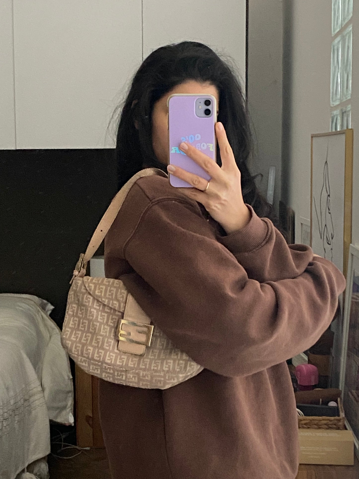 Fendi baguette monogram rosa
