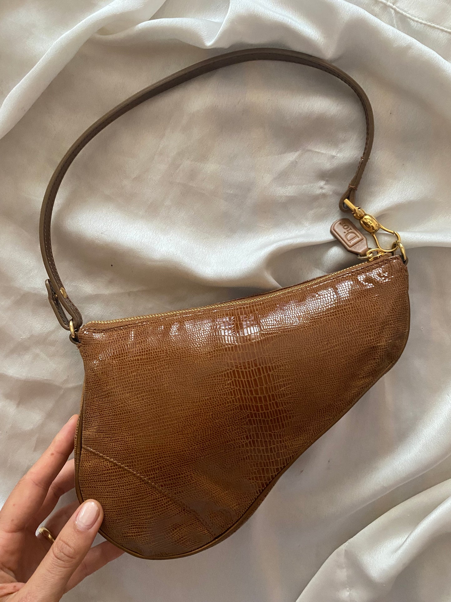 Dior mini saddle lizard brown