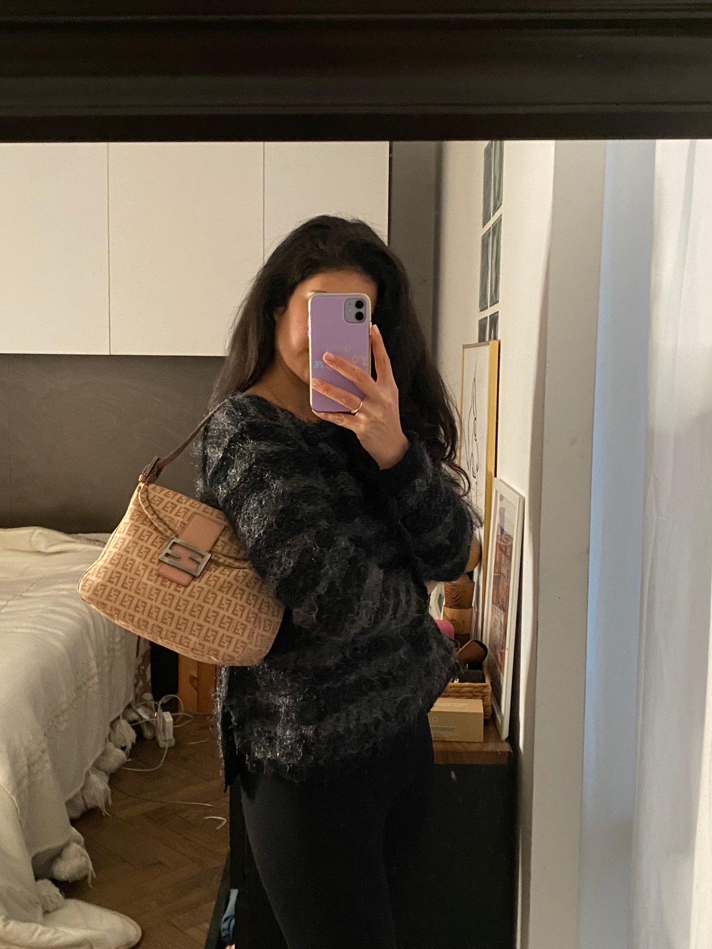 Fendi mamma double flap rosa e beige