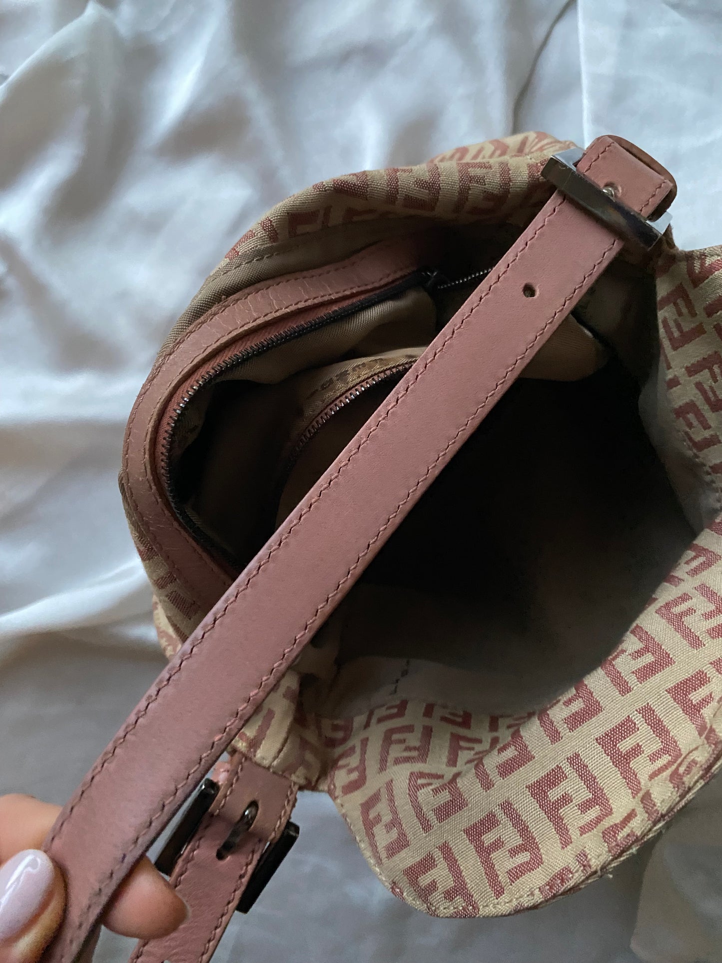 Fendi mamma double flap rosa e beige