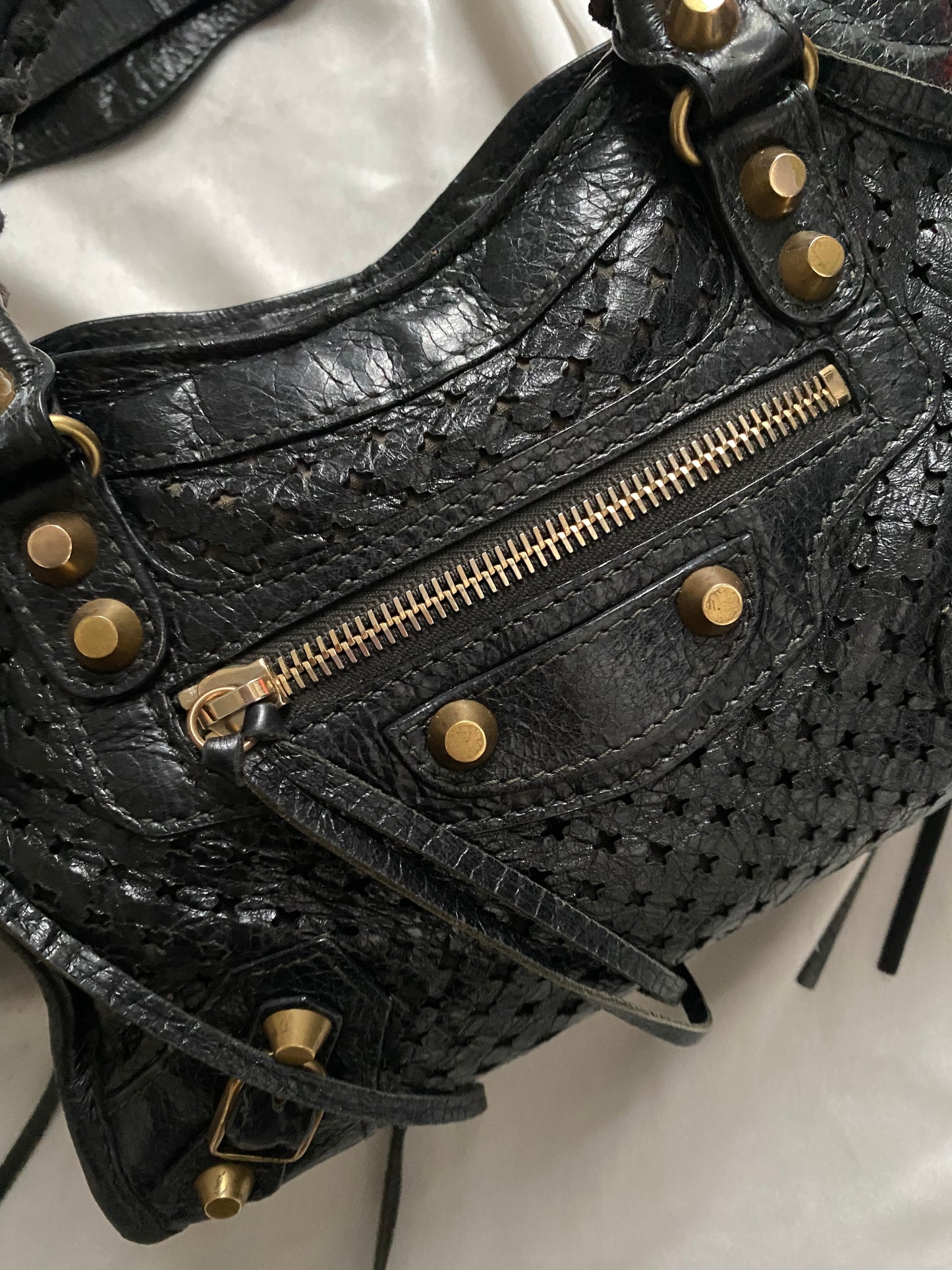 Balenciaga mini city stadio laser cut cross
