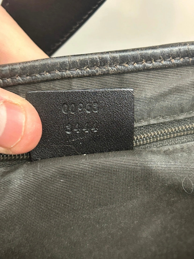 Gucci Jackie denim nero monogram marrone