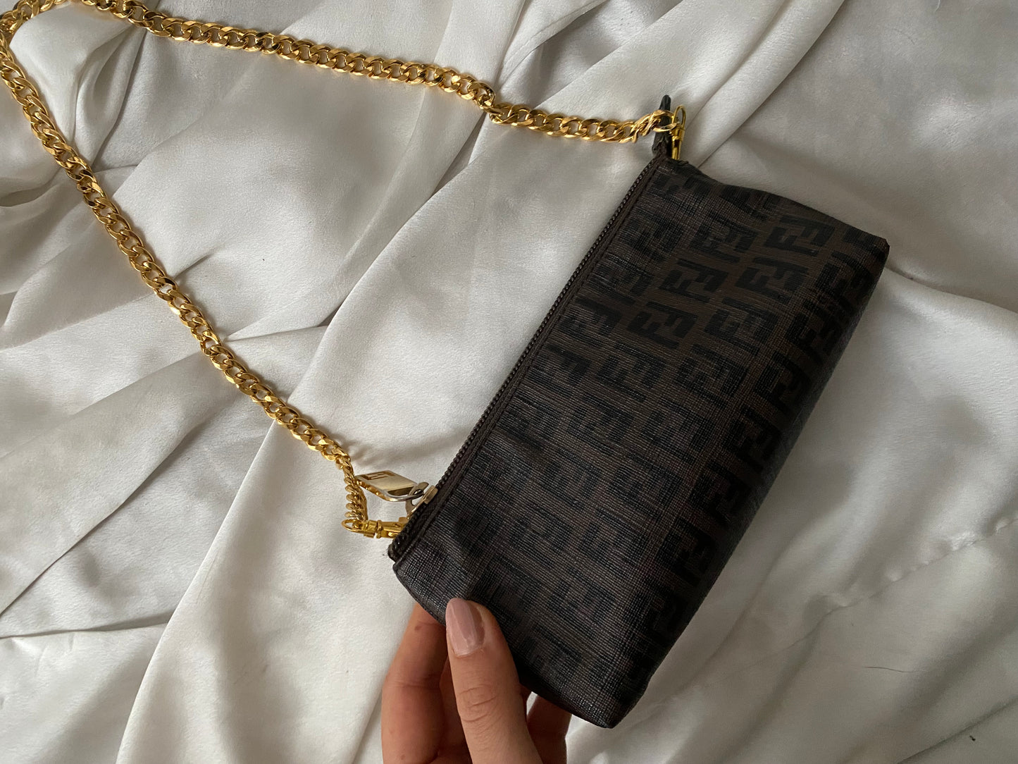 Fendi mini pochette zucchino monogram brown