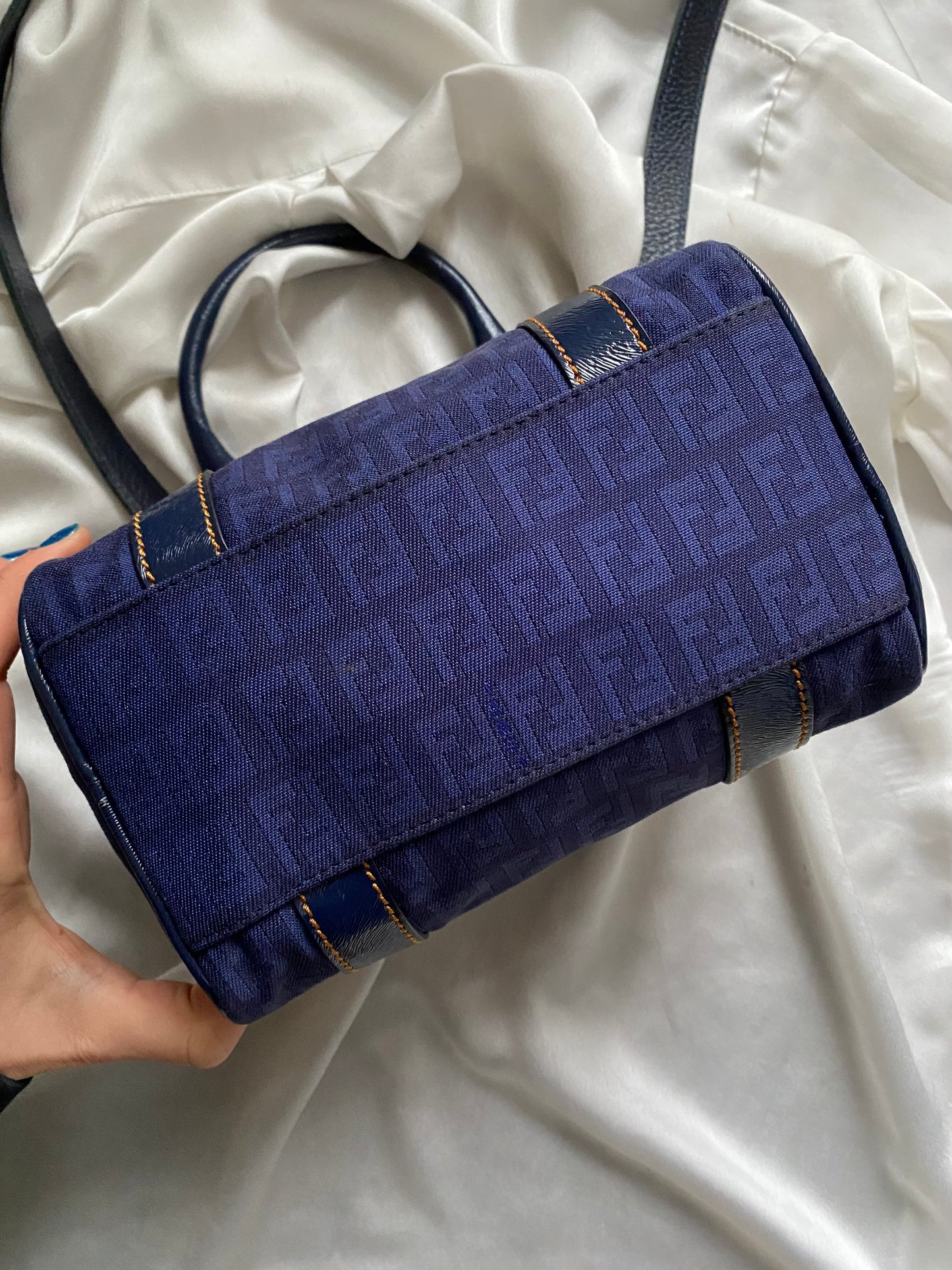 Mini bauletto Fendi monogram zucchino blu