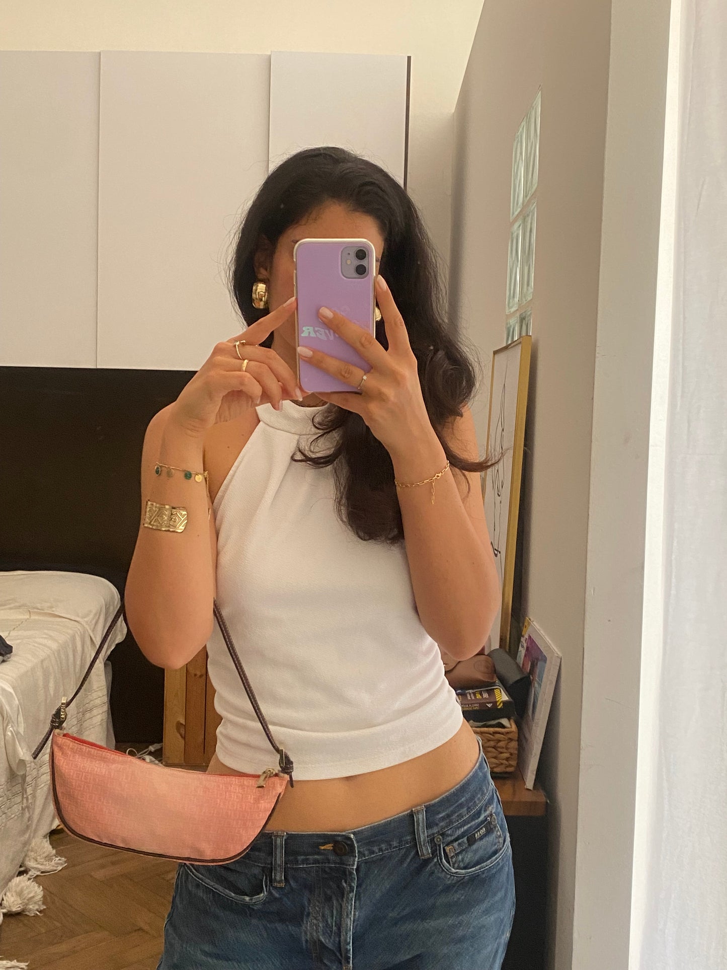 Fendi baguette half moon zucchino nera