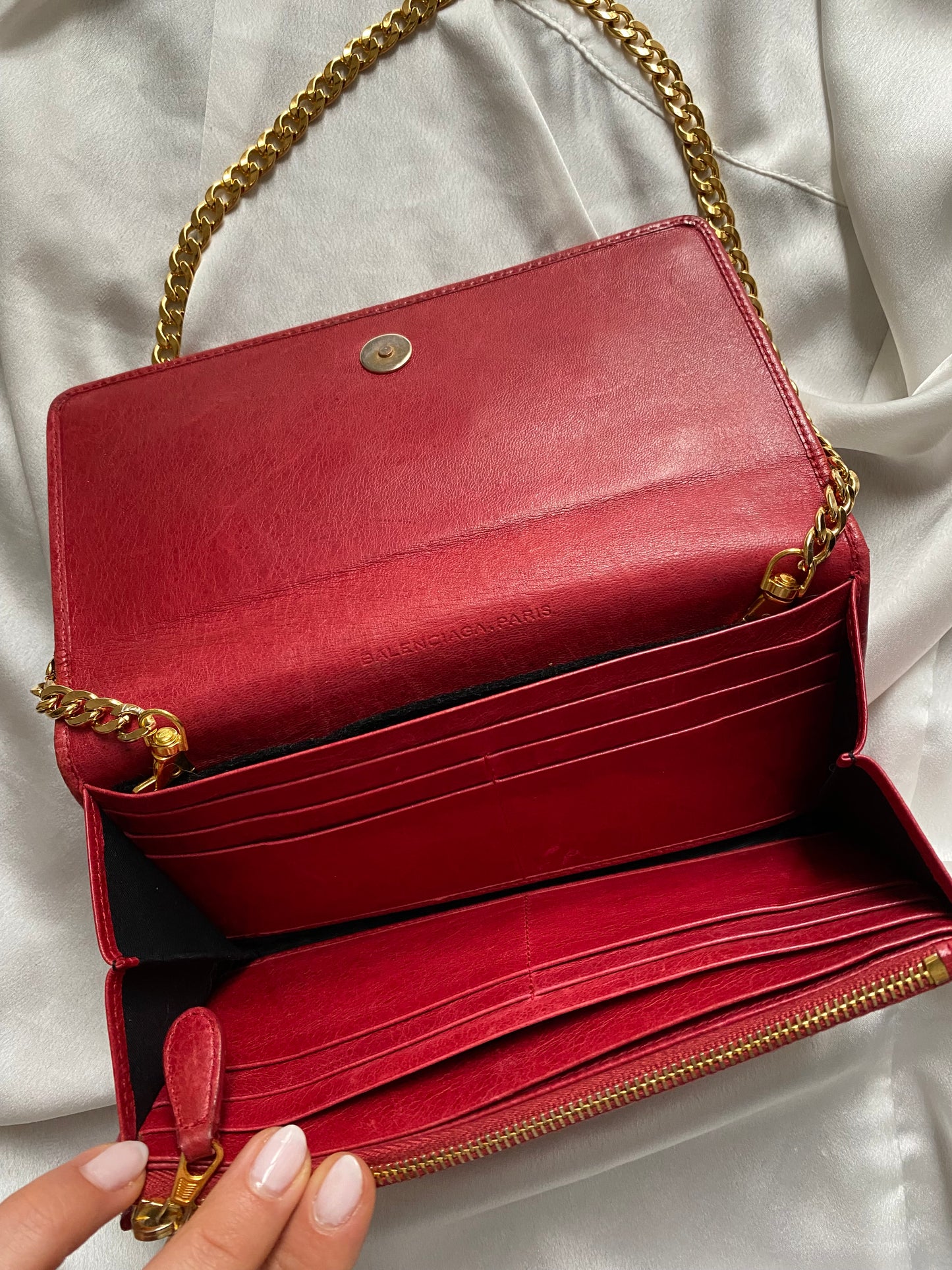 Balenciaga city pochette cherry red