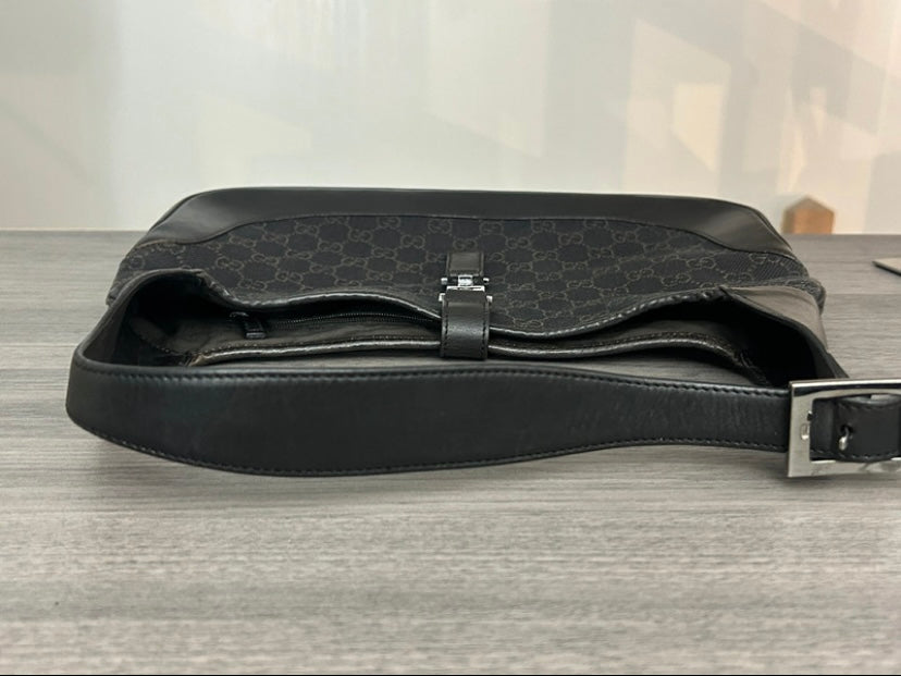 Gucci Jackie denim nero monogram marrone