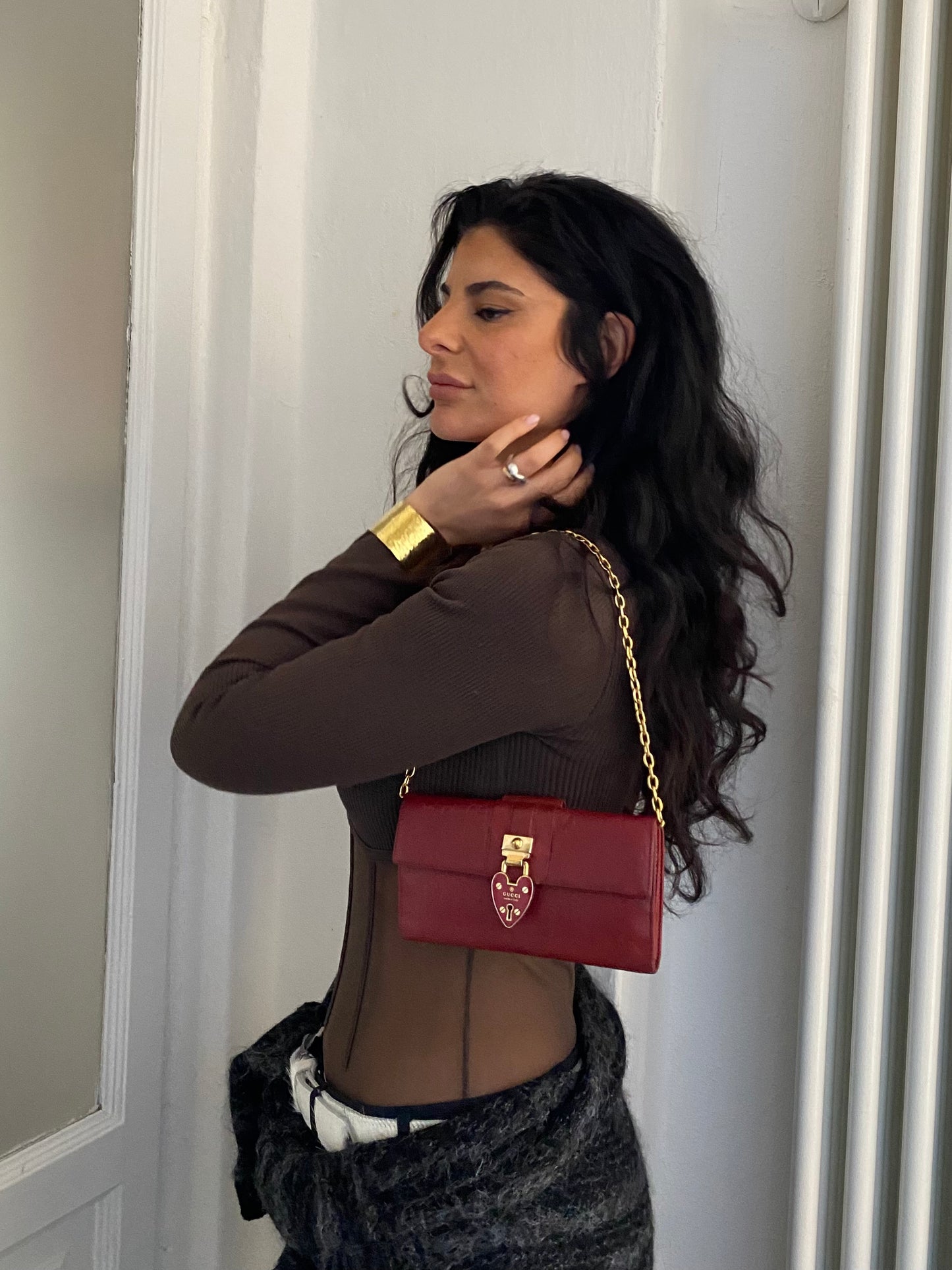 Gucci love lock pochette rossa