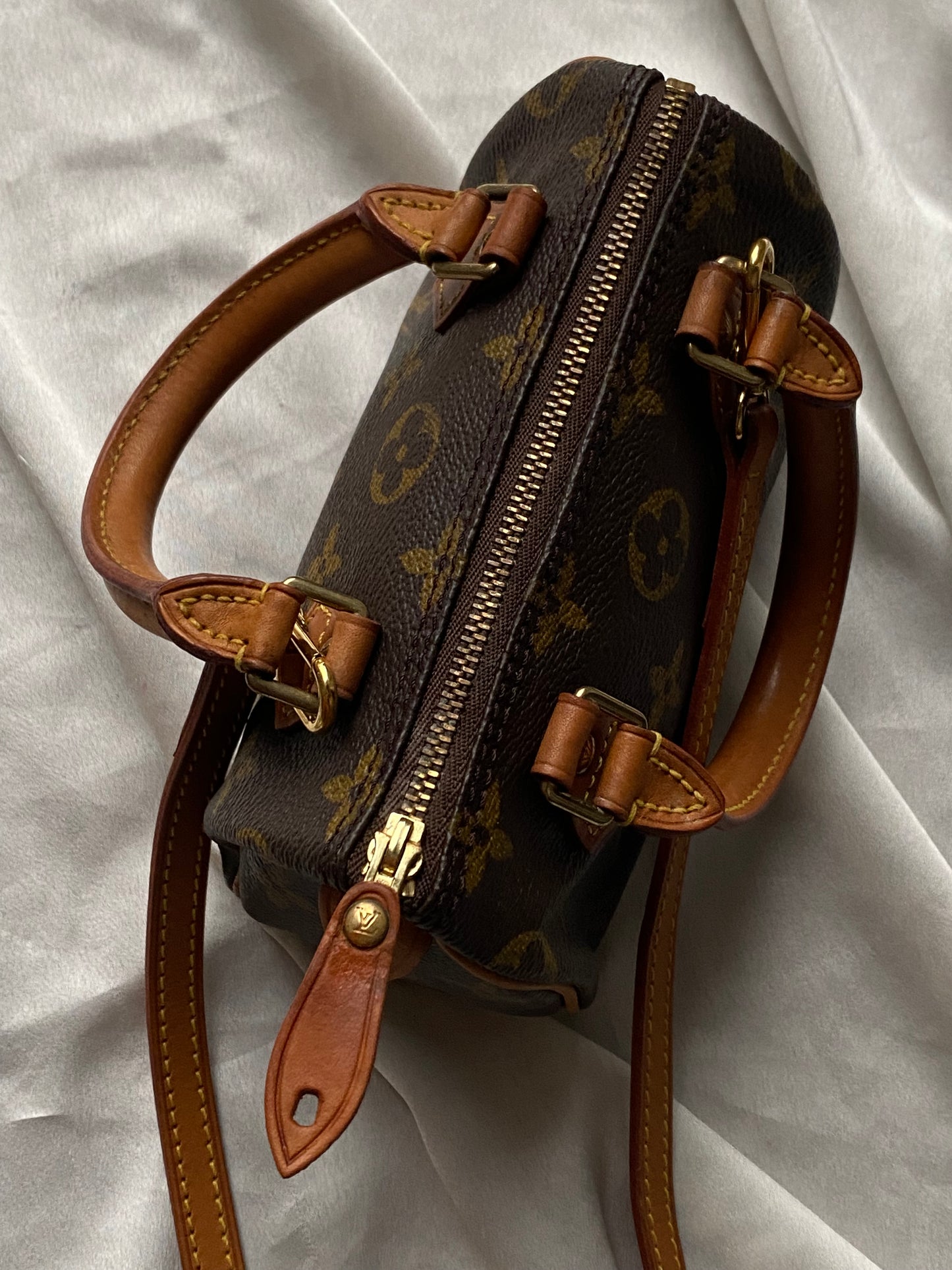 Louis Vuitton Nano Speedy monogram con tracolla