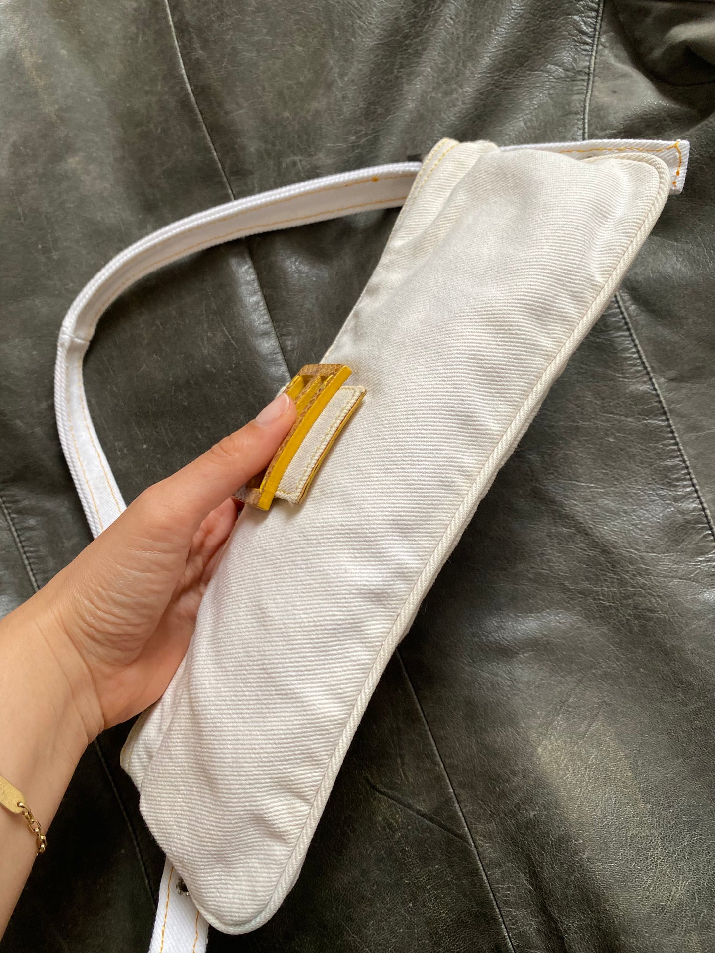 Fendi baguette in denim snakeskin