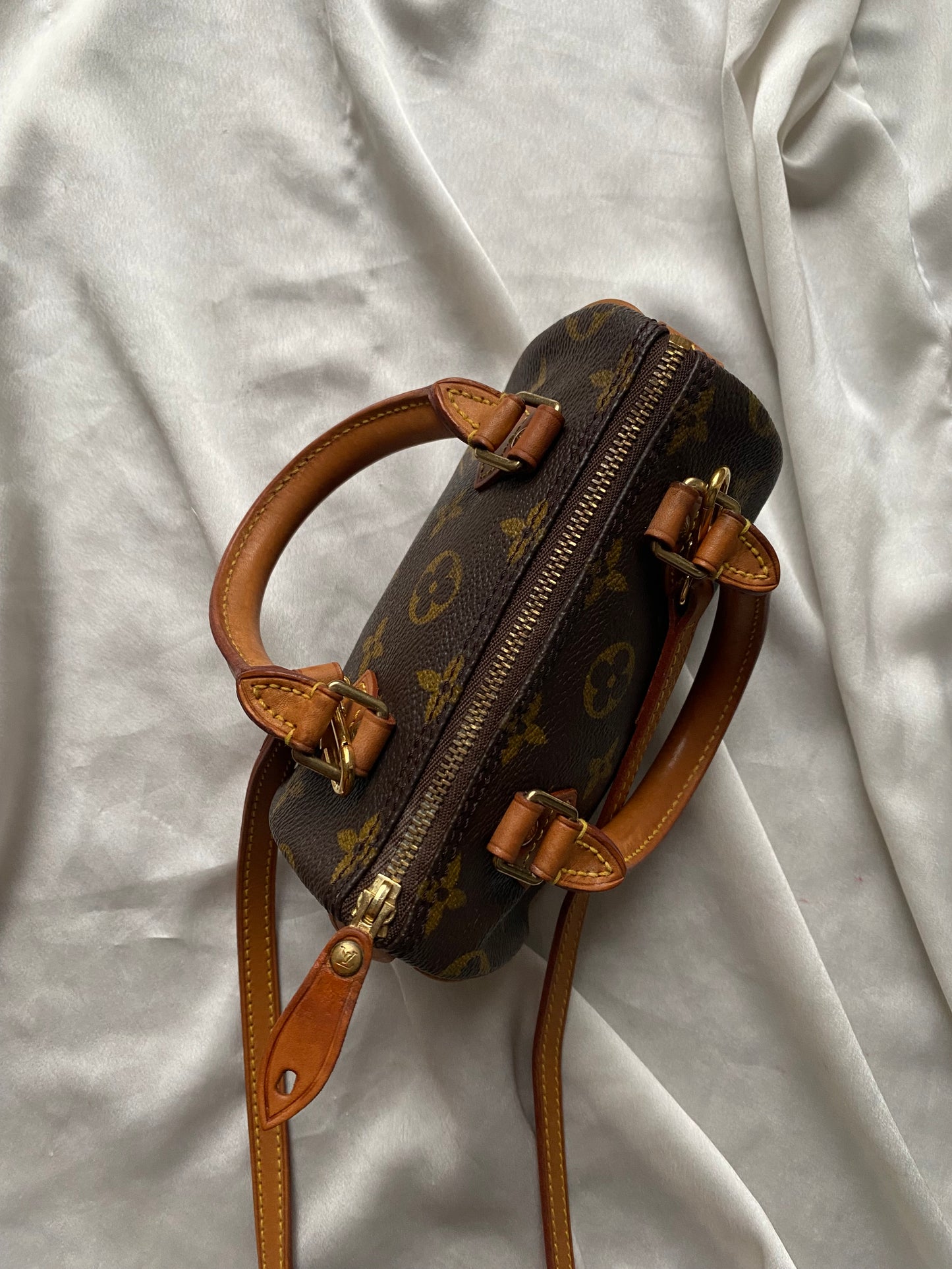 Louis Vuitton Nano Speedy monogram con tracolla