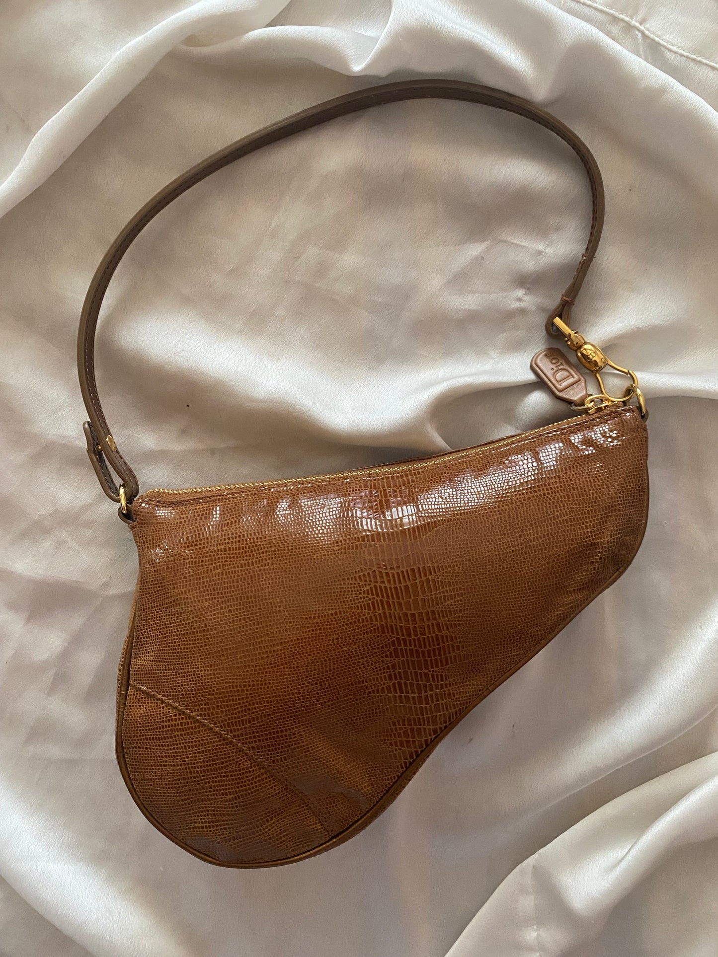 Dior mini saddle lizard brown