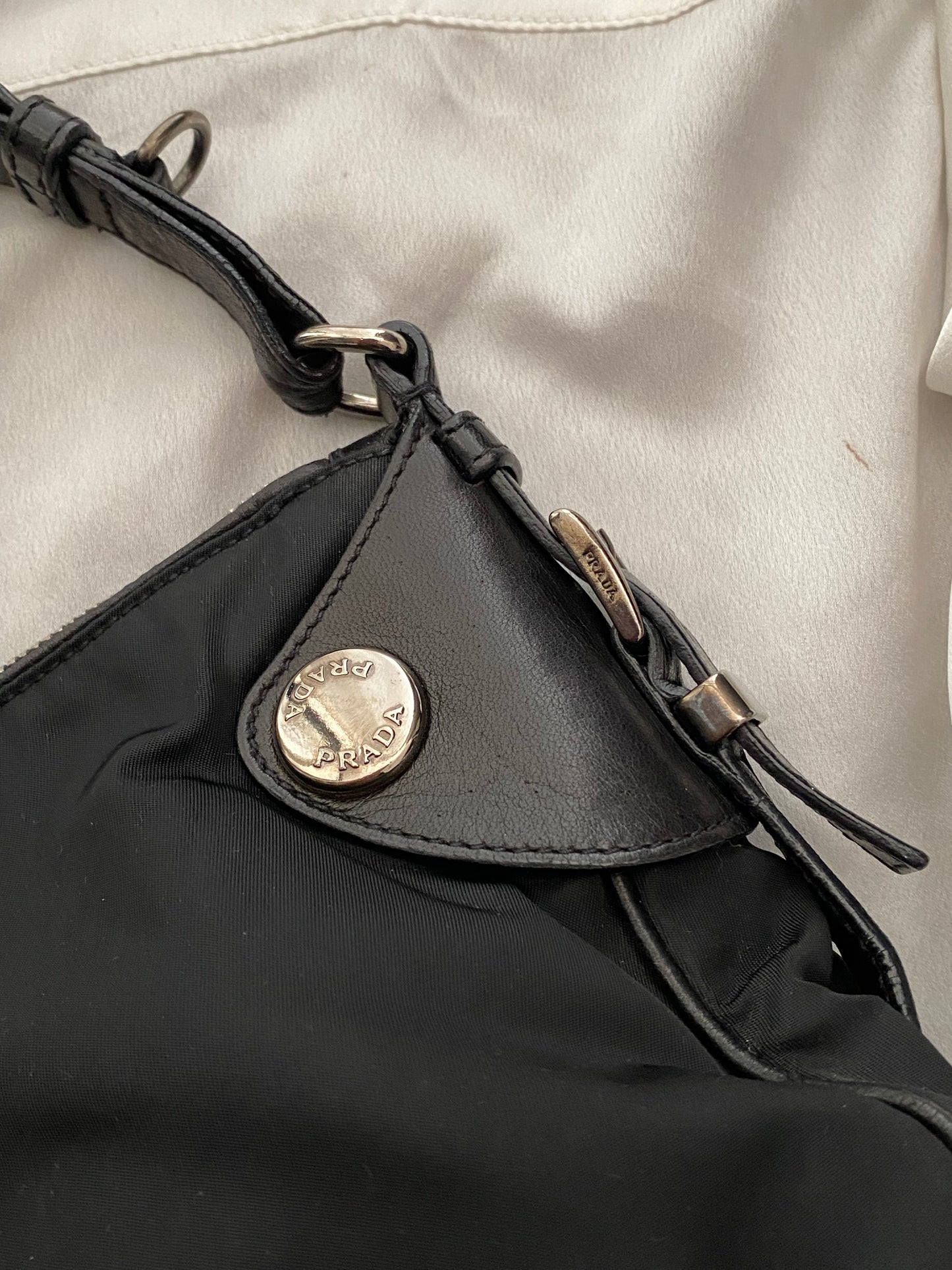 Prada nylon black con profili in pelle