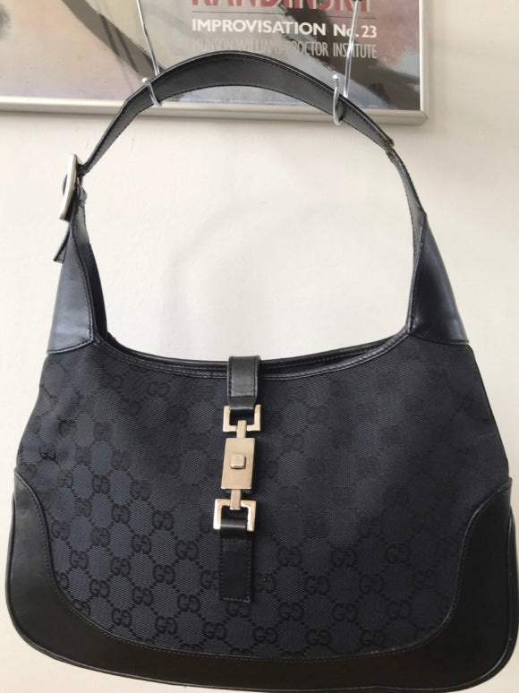 Gucci Jackie monogram nero hardware oro era Tom Ford