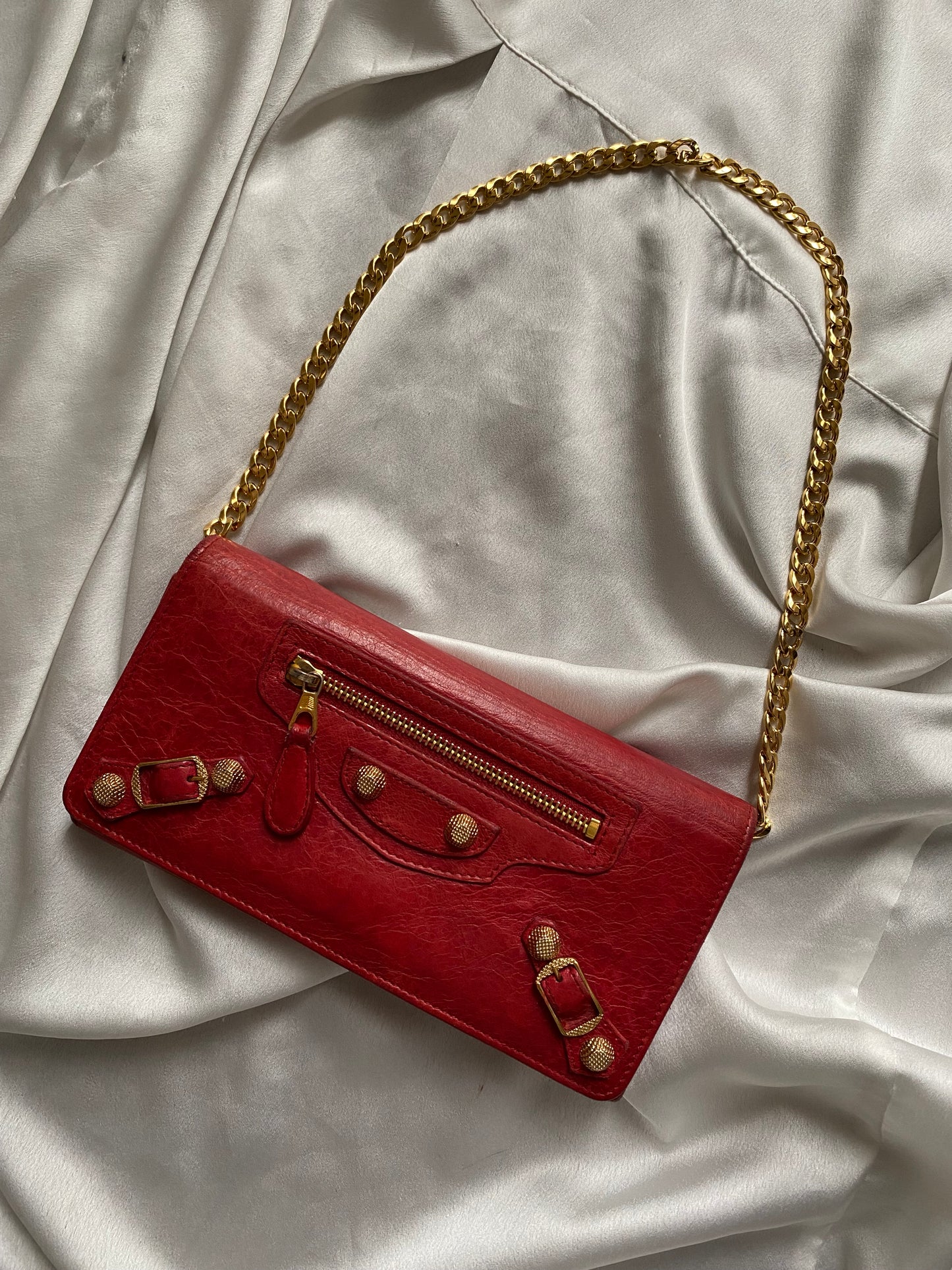Balenciaga city pochette cherry red