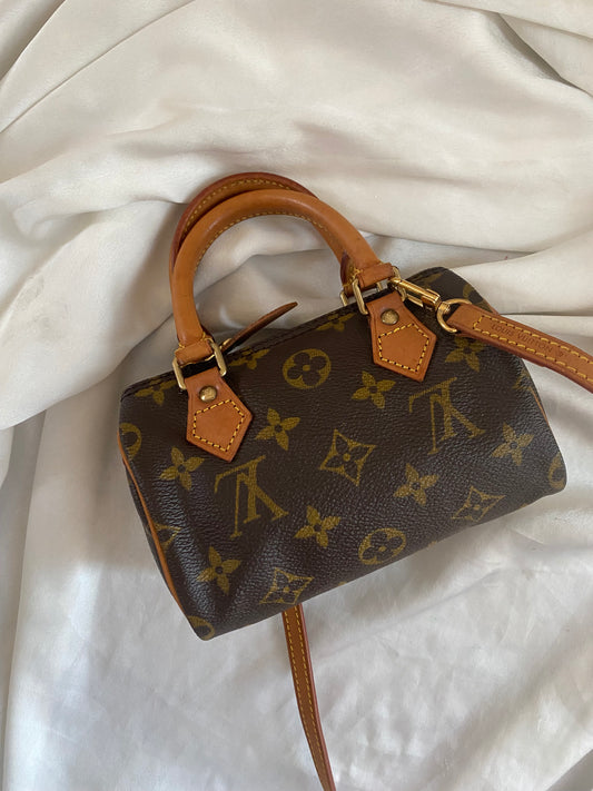 Louis Vuitton Nano Speedy monogram con tracolla