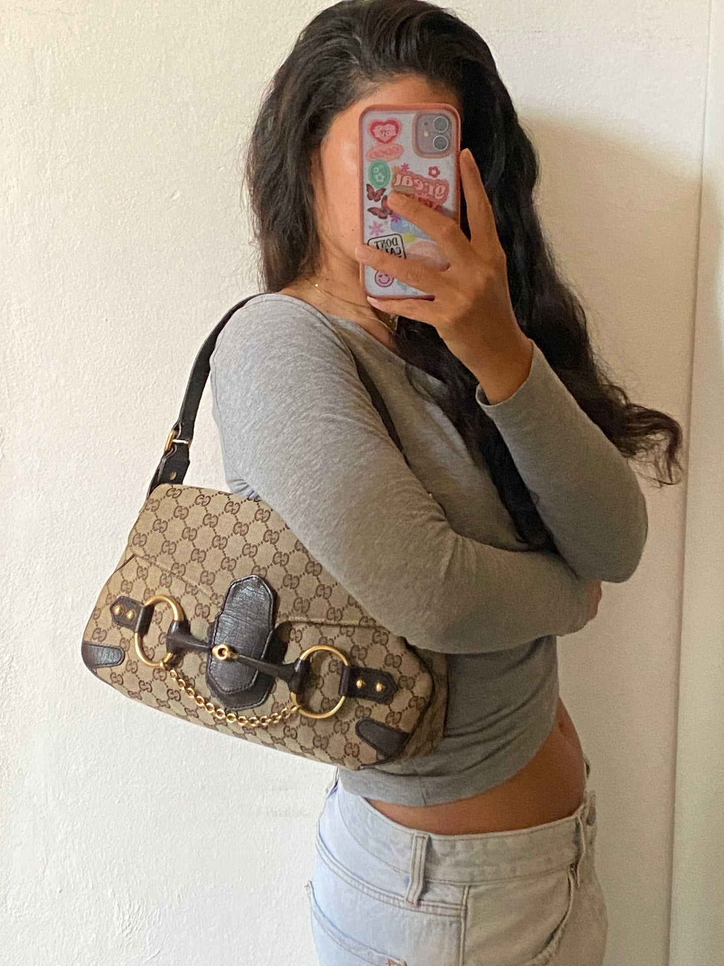Gucci horsebit monogram beige
