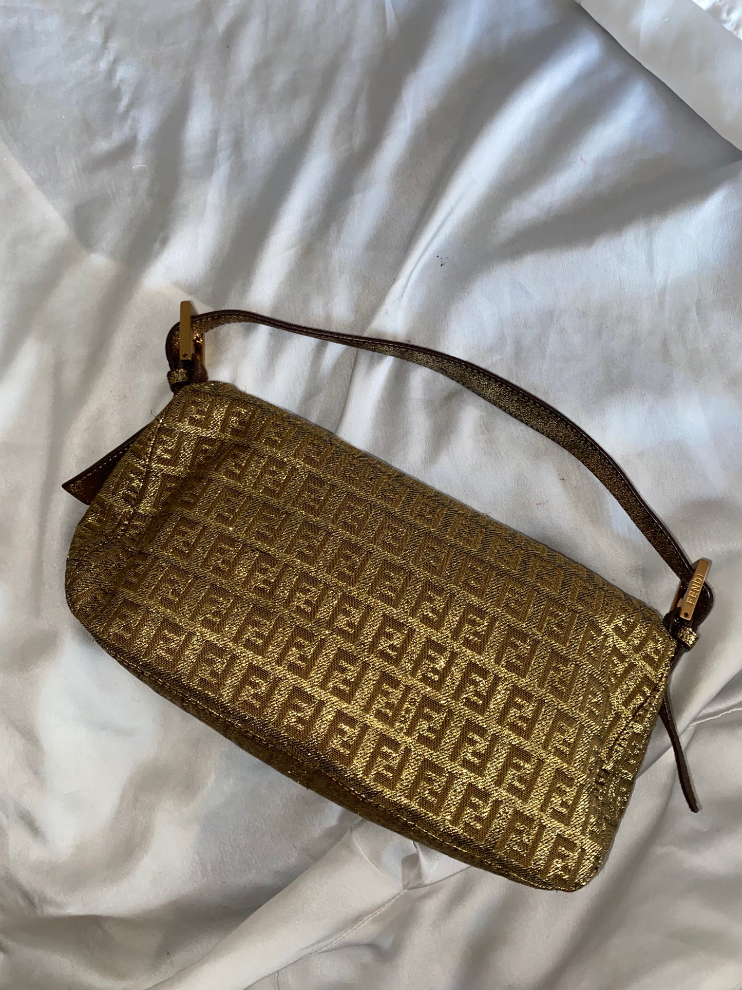 Fendi baguette double flap solid gold