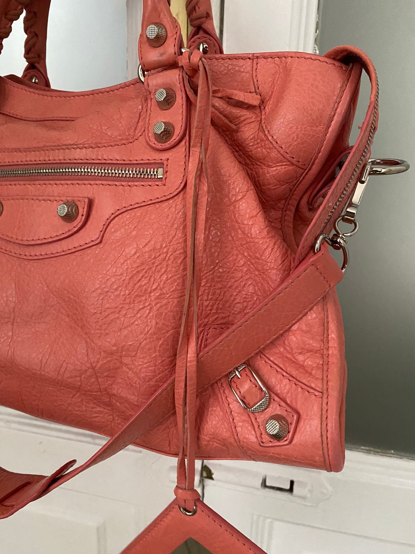 Balenciaga city rose azalee giant hw silver