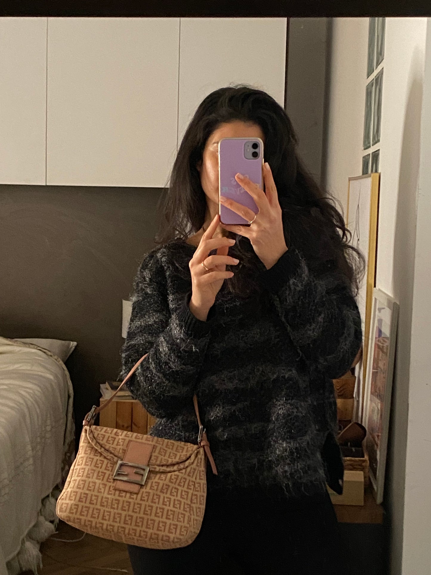 Fendi mamma double flap rosa e beige