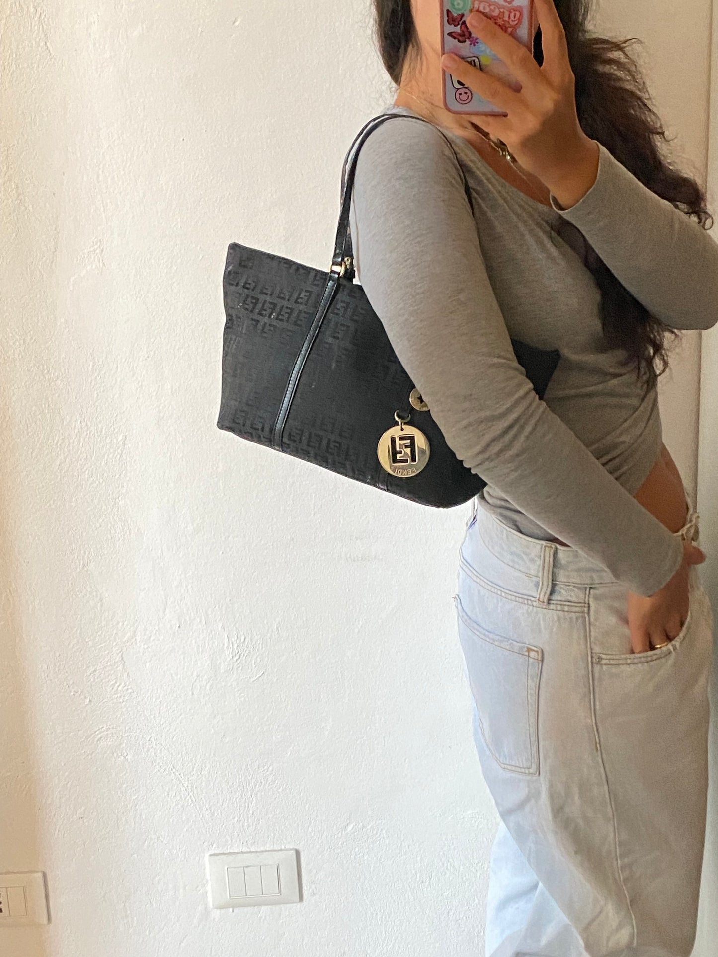 Fendi superstar mini shopping tote monogram zucchino