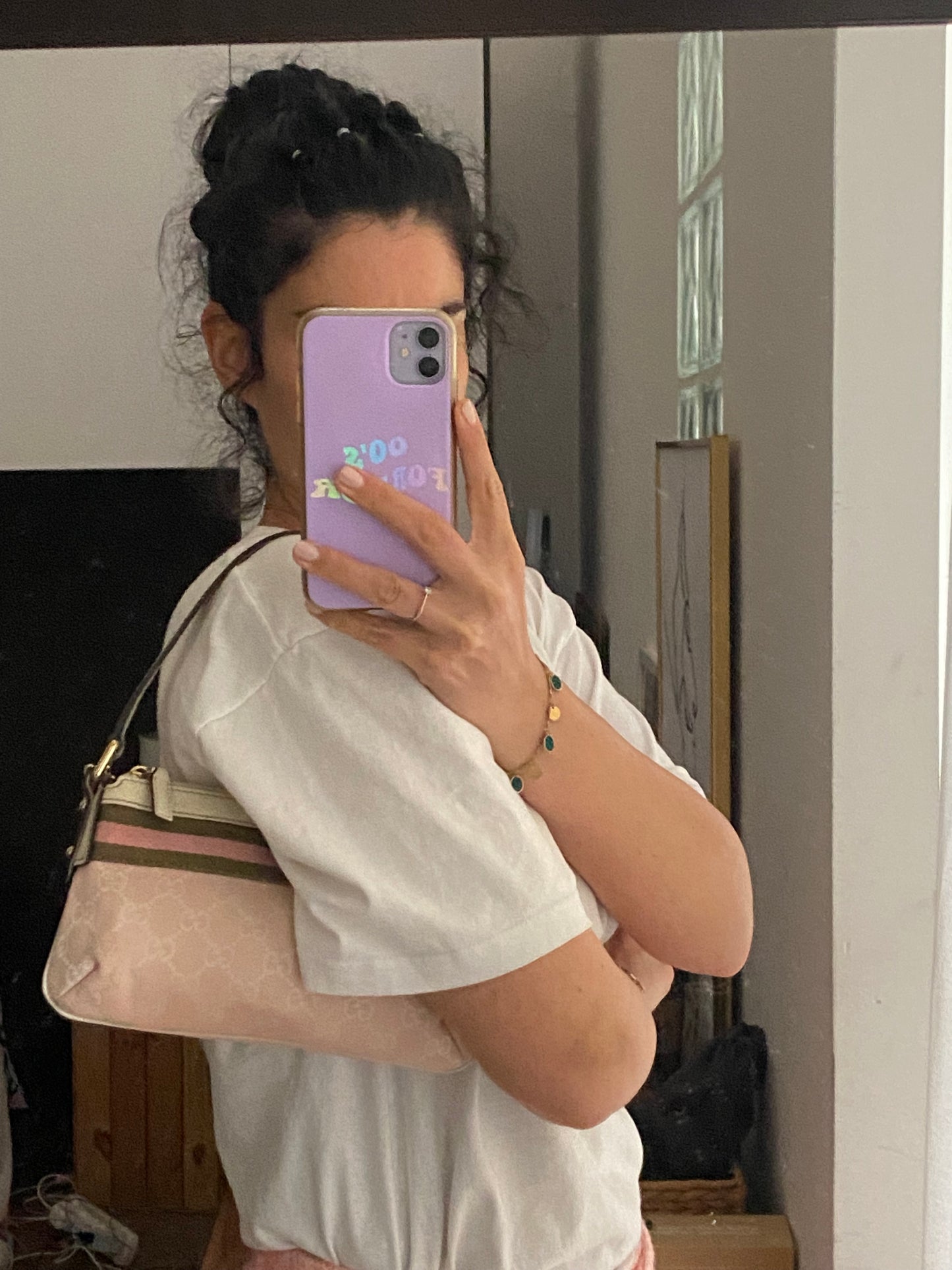 Gucci sherry line pochette monogram rosa